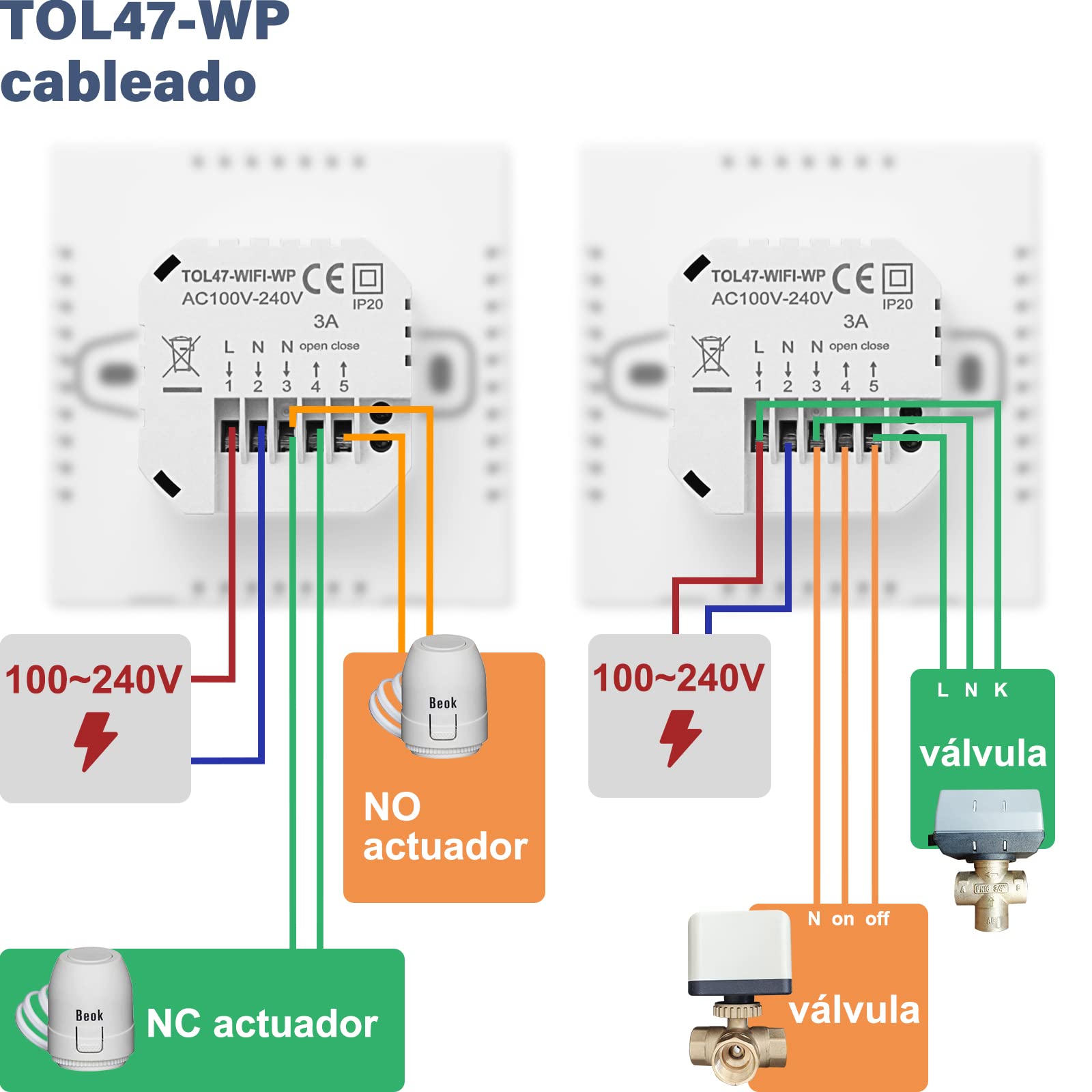 Beok Termostato de calefacción termostato de habitación programable termostato de Pared Digital para calefacción de Agua calefacción por Suelo Radiante 3A TOL47WP