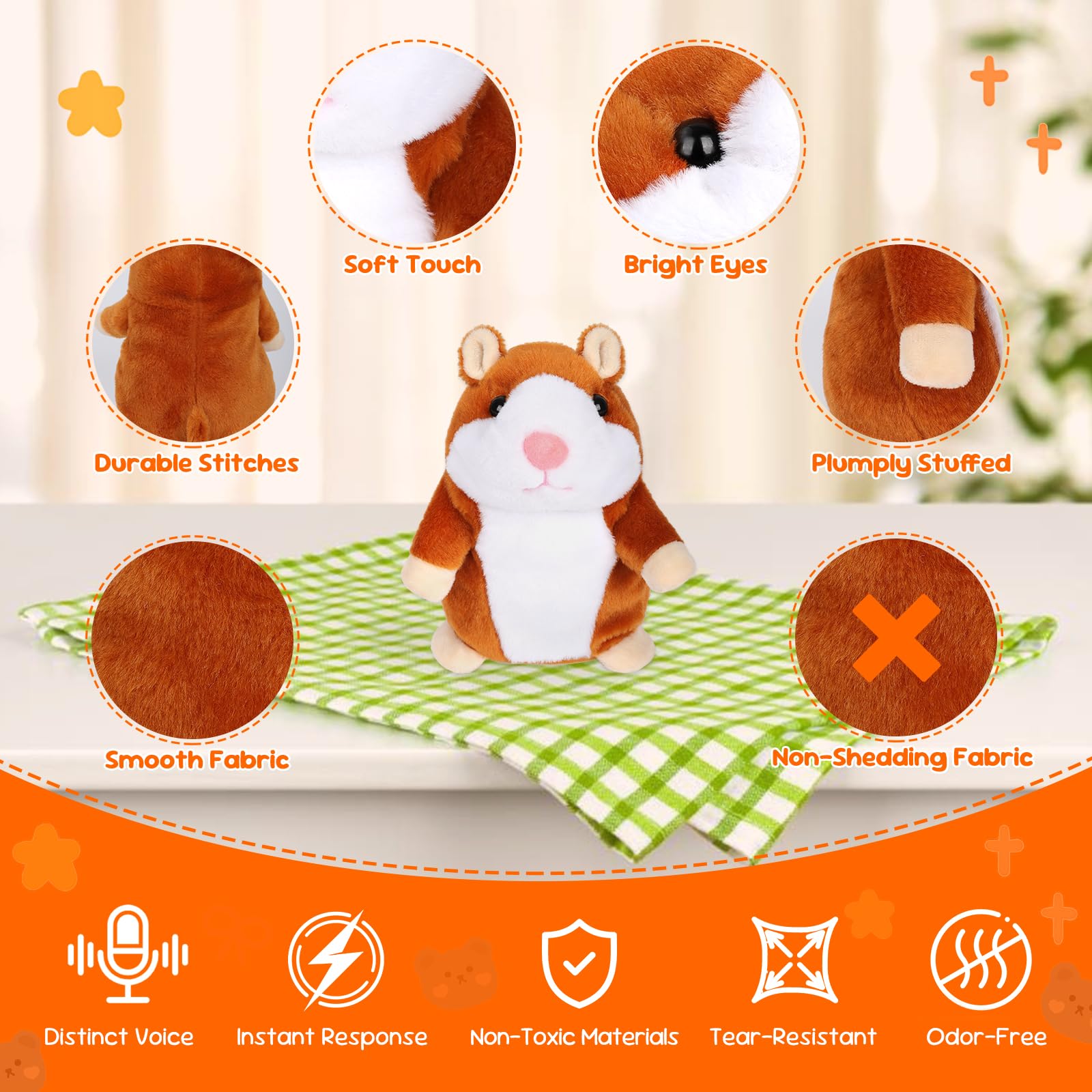 Toddler Toys Talking Hamster Repeats What You Say, Kids Interactive Stuffed Animal Plush Toys, Birthday Gift for 3-8 Year Old Girls Boys