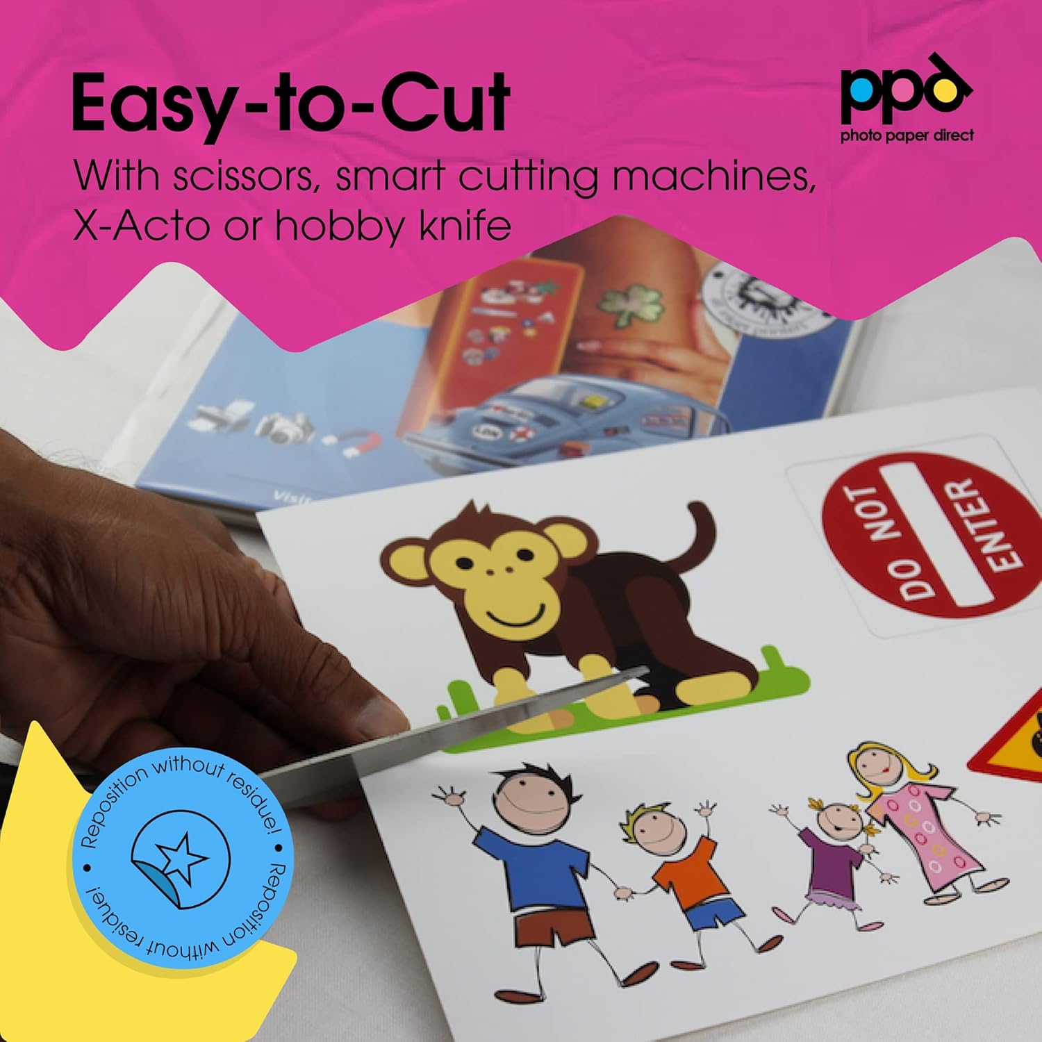 PPD Premium Printable Vinyl Sticker Paper for Inkjet Printer - 10 Sheets Matt Sticker Paper 8.5 x 11 - Self-Adhesive, Waterproof, Tear Resistant, Instant Dry - PPD-38-10