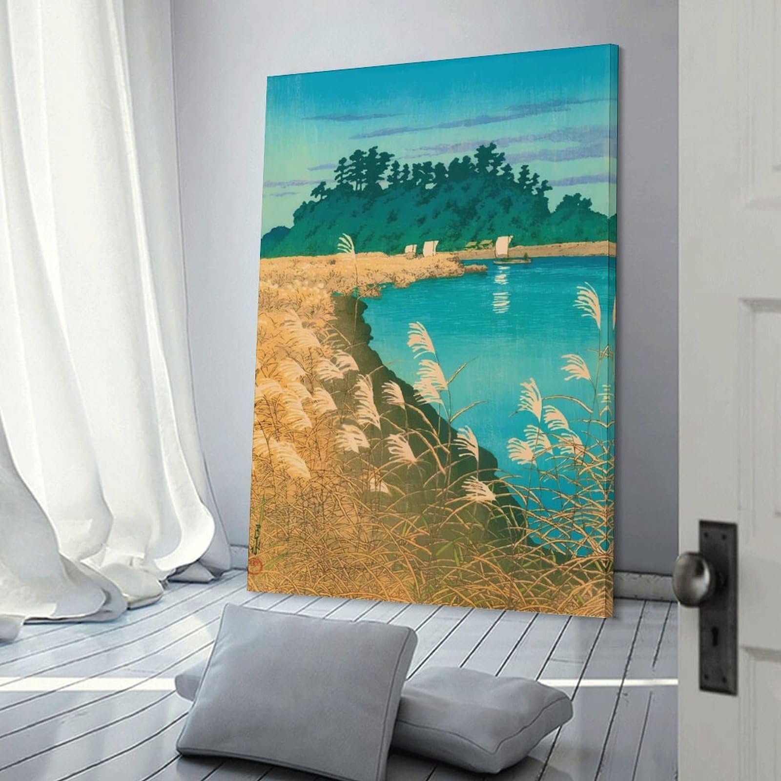 Junmoney Frame-Style-12 Ukiyo E Late Autumn Wall Picture Print, 20X30inch(50X75cm), For Gallery Wall Decor And Room Displays, A Versatile Canvas Print For Layering