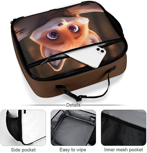 Miniatura 4 de Linda lonchera reutilizable con diseño de zorro aislada, bolsa enfriadora, lonchera para comida y comida, bolsa de mano para mujeres, niños, niñas