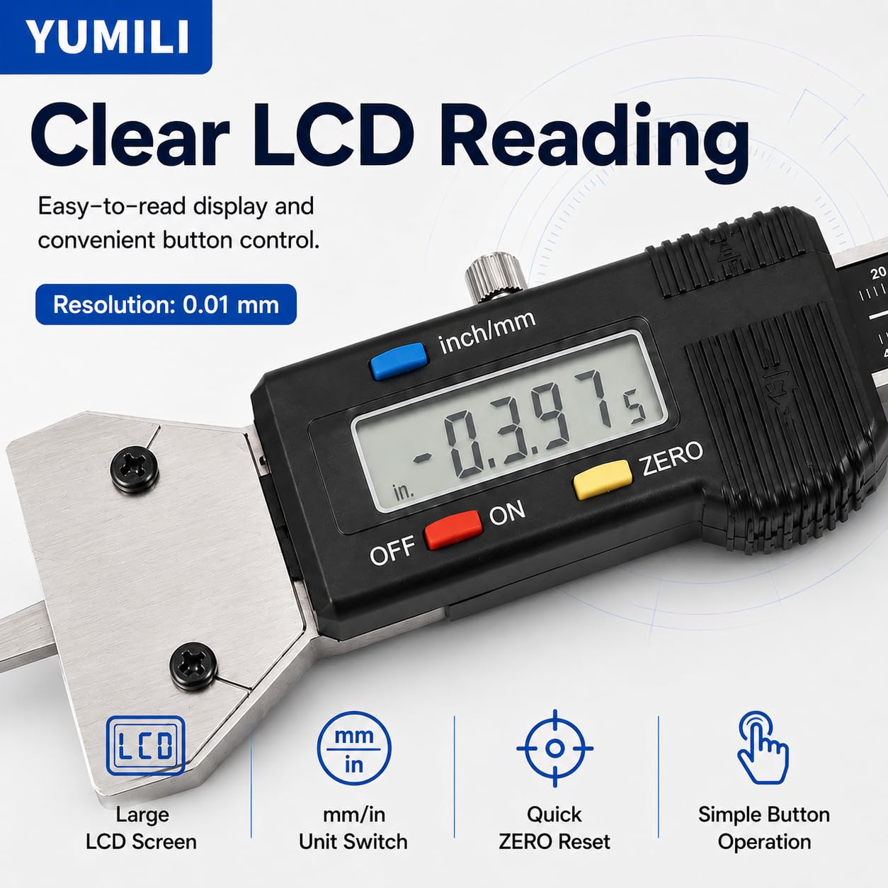 Calibro di Profondità del Battistrada Digitale per Pneumatici, Rilevamento Pneumatici 0-25 mm LCD Calibro di Profondità Digitale per Pneumatici Controllo della Profondità del Battistrada 0,01 mm Strum