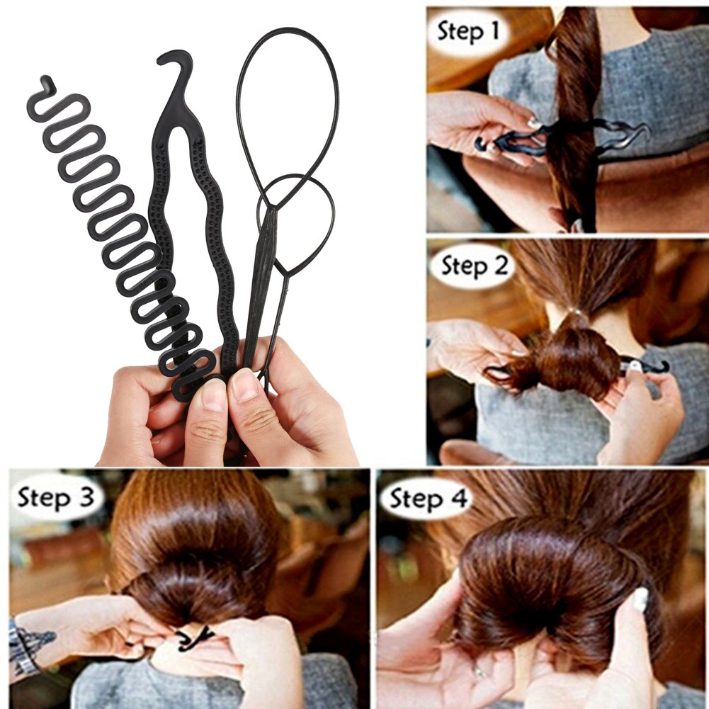 Luxe magic hair bun ponytail maker Amazon.com: PMRXSETD Magic Hair Bun Maker Donut 2 PCS  main image 4