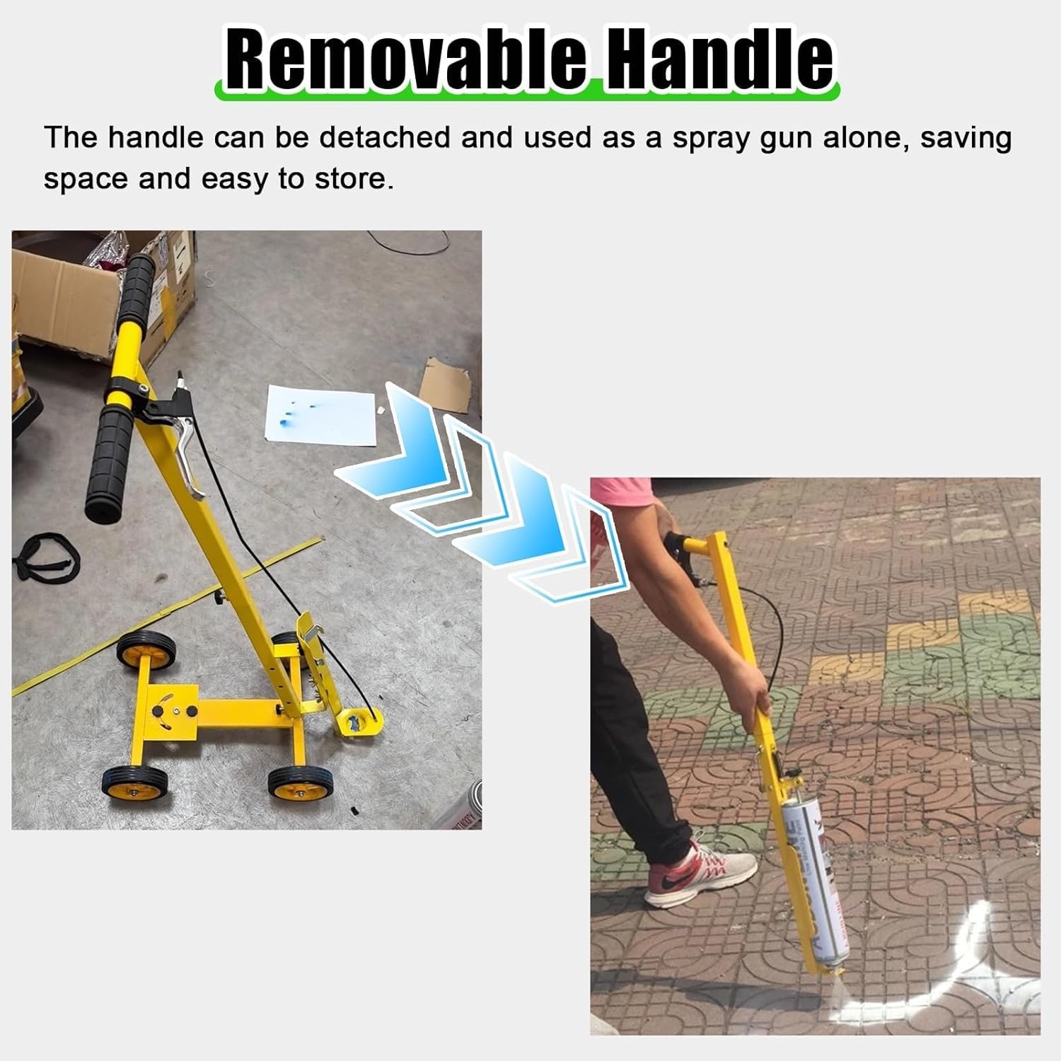 Machine de Traçage de Lignes à Pousser avec Roues – Marqueur de Ligne à Peinture Aérosol Réglable pour Terrains de Sport, Parkings, Routes & Entrepôts – Applicateur Durable
