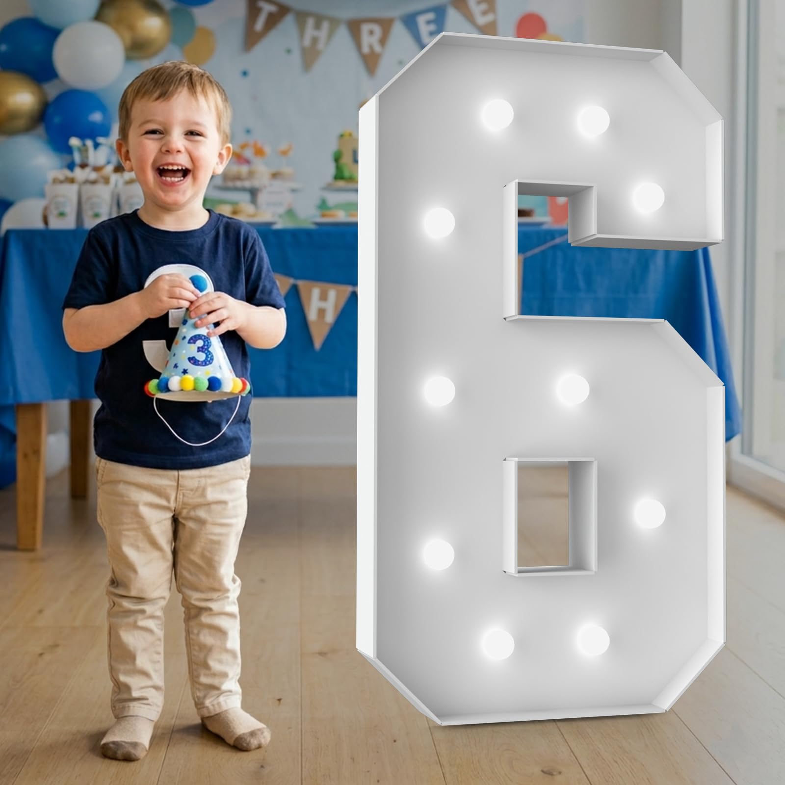 3FT Marquee Light Up Number - Marquee Numbers 3 Feet Tall, Large Led Sign For Baby Shower,Party,Birthday Decorations,Graduation,Prom(Number 6)