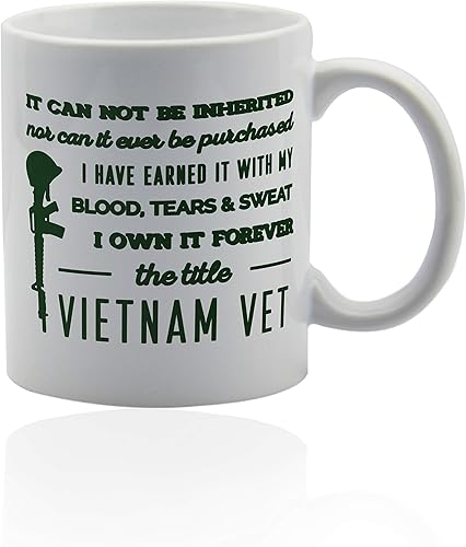 Miniatura 30 de Taza de cerámica blanca veterana de Vietnam para café o té 11 oz. Taza de regalo. Blanco