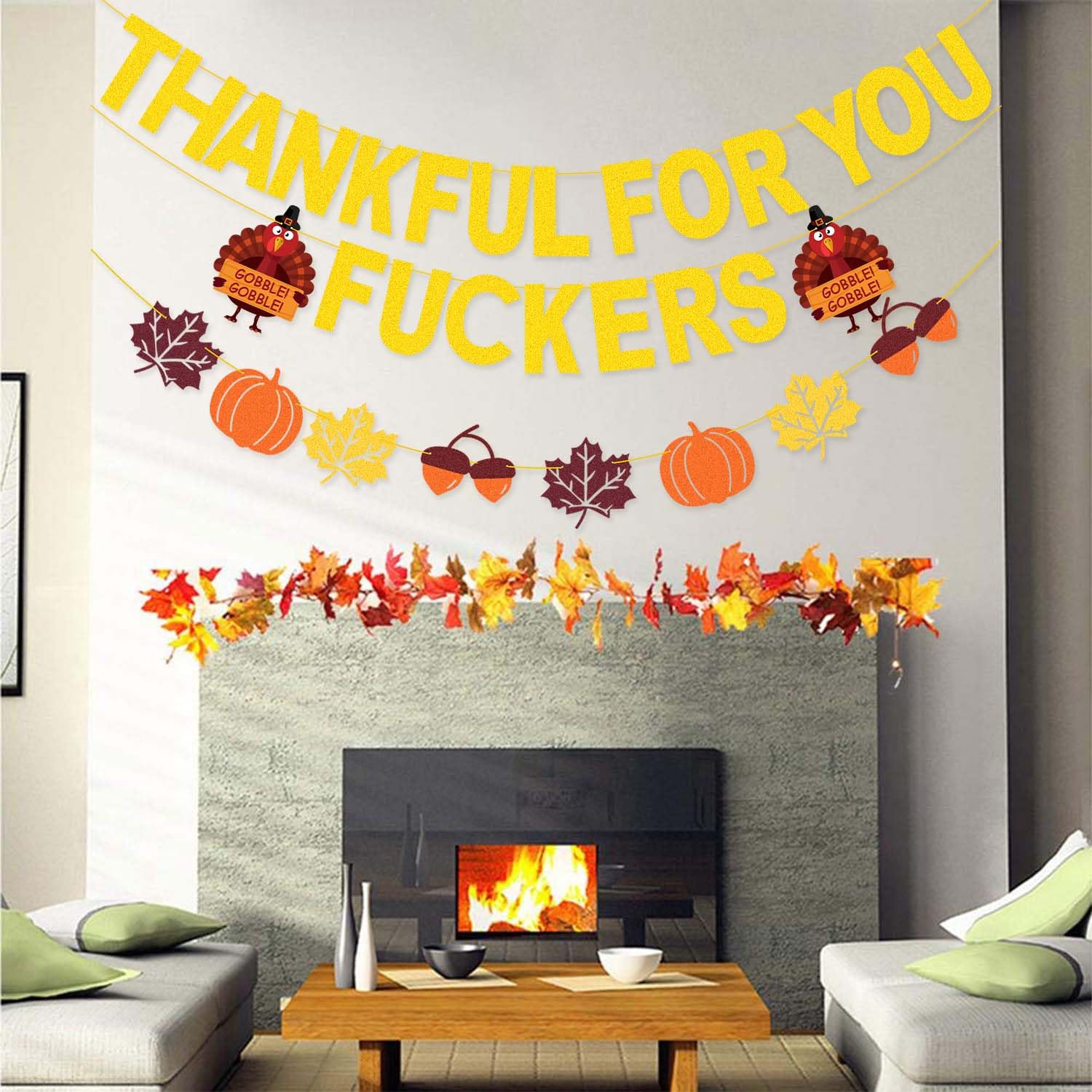 Thankful & Blessed Thanksgiving Sparkling Wall Hanging – Multicolor Wood & Metal Decor
