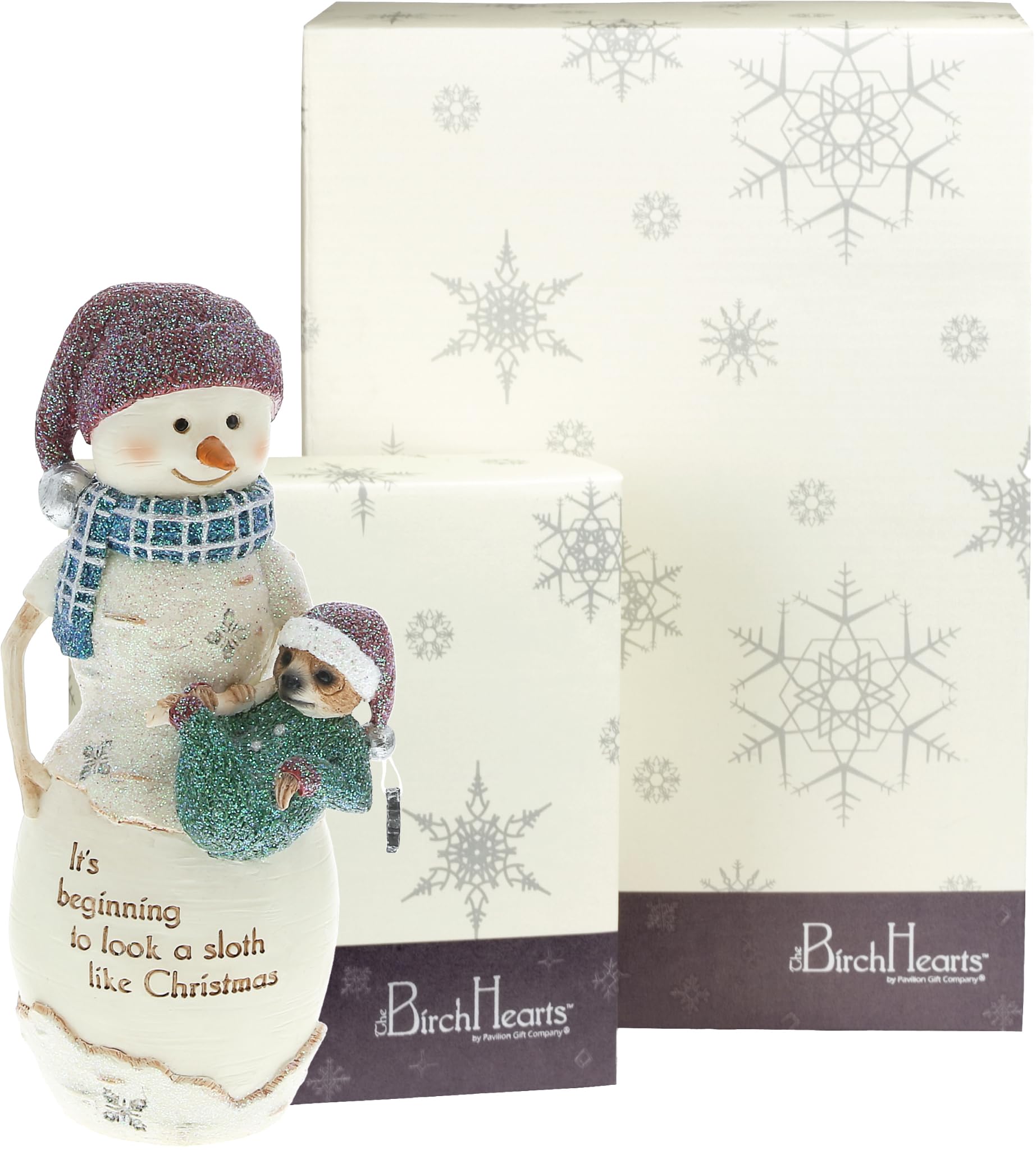 Pavilion Gift Company Pavilion - Sloth Christmas 5” Snowman, Sculpted Hand-Painted Statue, Sloth Decor, Snowman Decor, Winter Decoration, Indoor Christmas Decoration, 1 Count