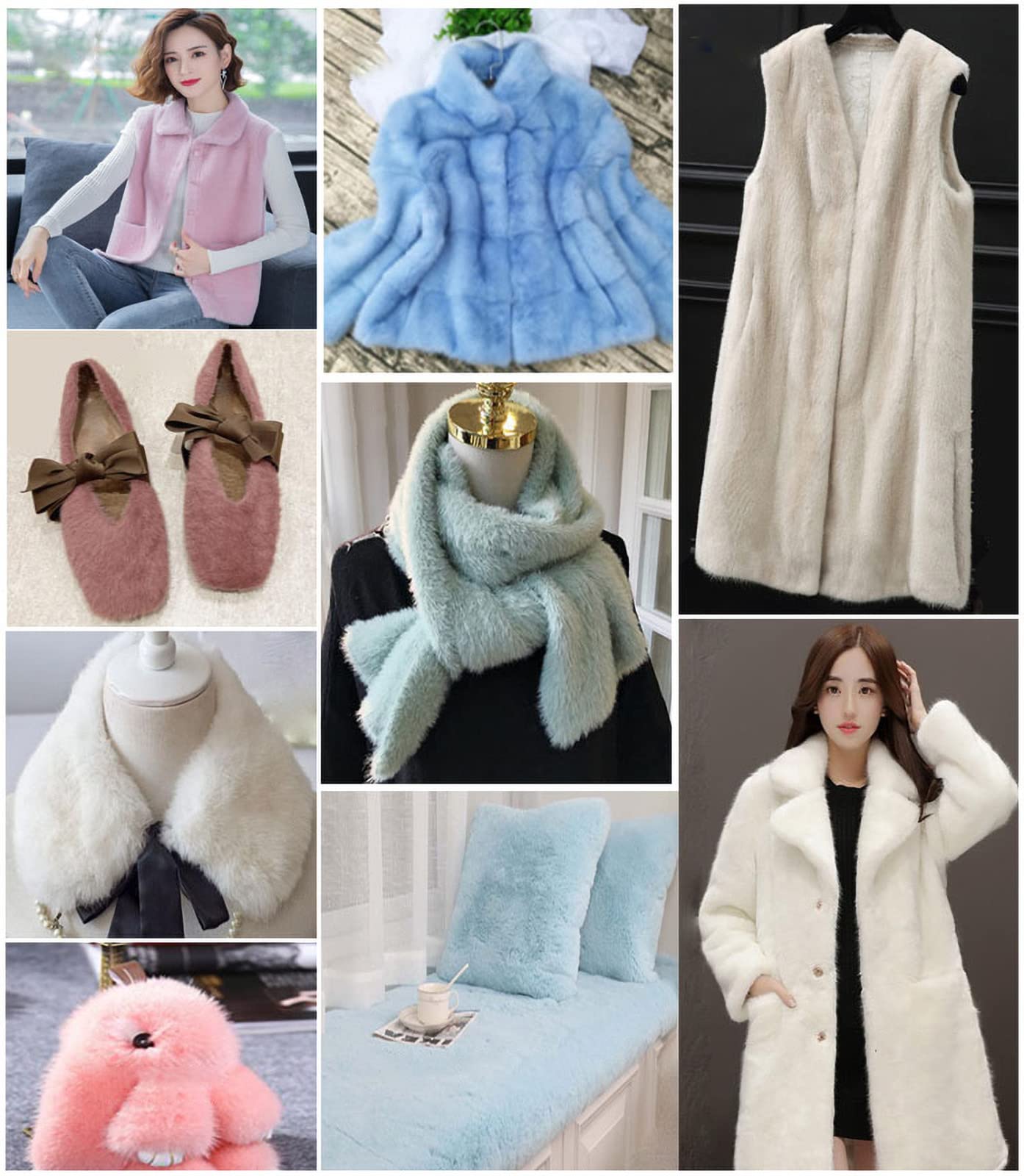 Tela De Peluche Por Metro Tela De Piel De Visón De Imitación Para Zapatos De Almohadas De Ropa 160 Cm De Ancho Vendido Por Metro(Color:Rosa verde)