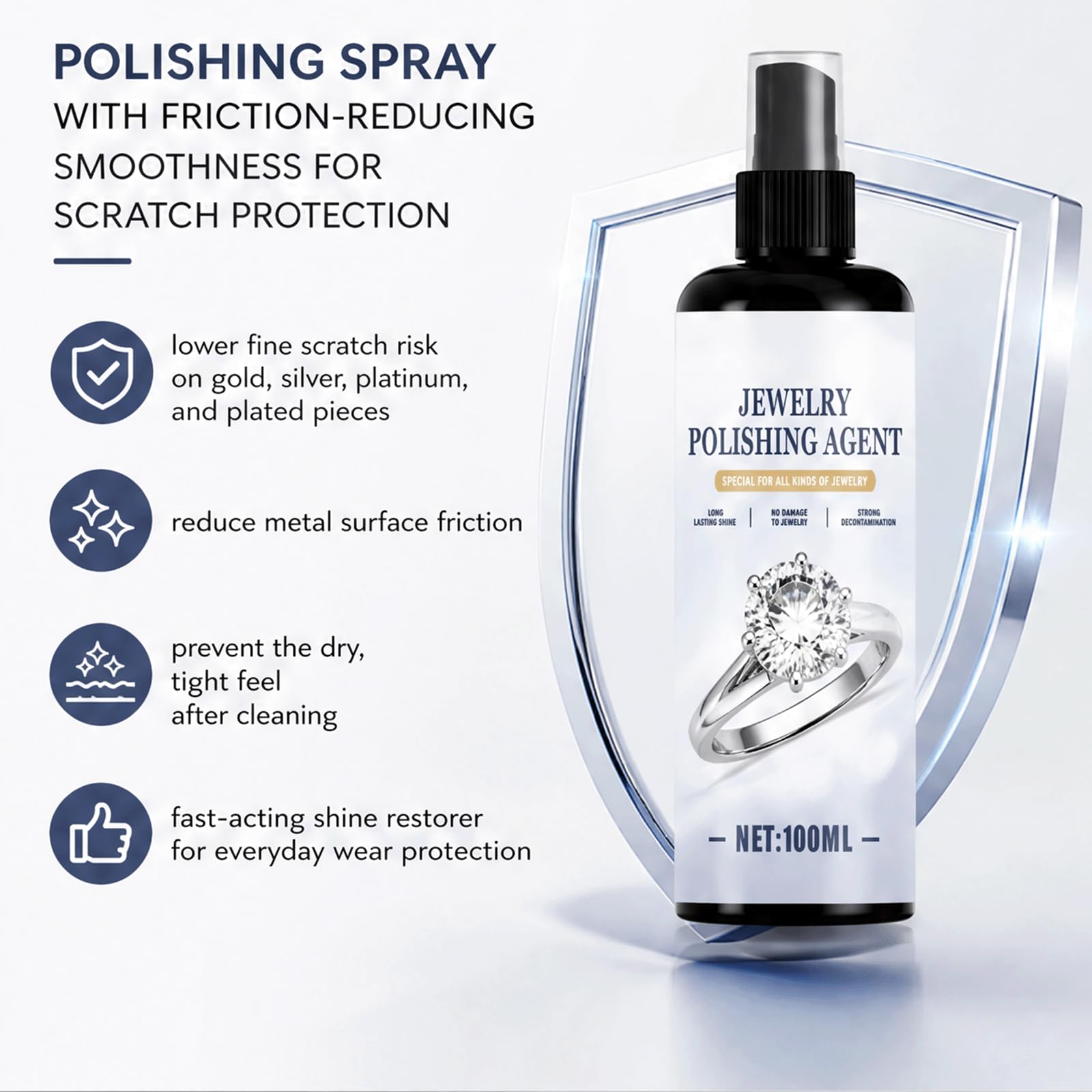Jewelry Polish & Shine Spray - Sanfte Schmuckpflege, schnell wirkender Glanzrestaurator und Klarheit, stellt strahlend & Klarheit wieder her, Jewelrys Protective Finish Spray, (5PCS)