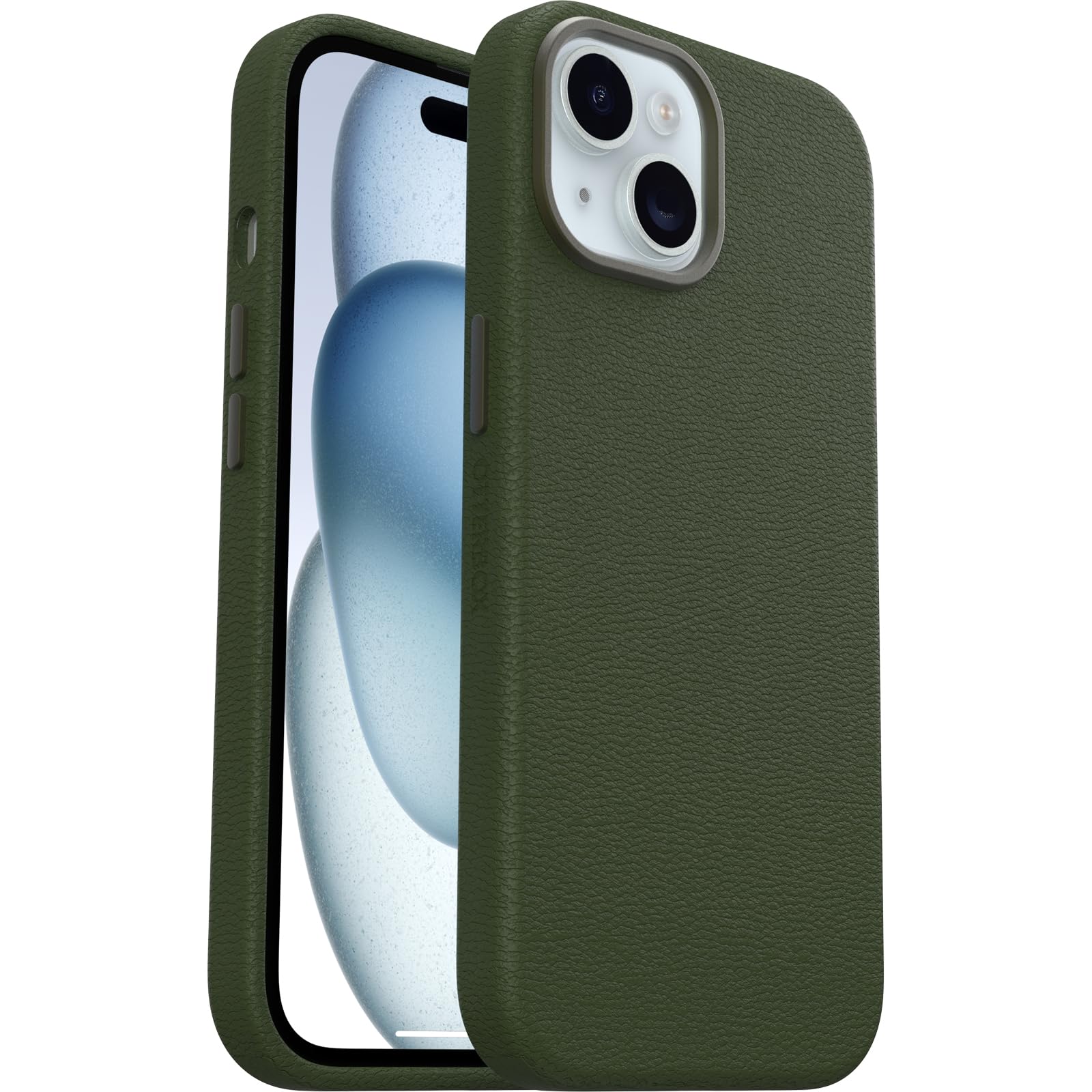 OtterBox Symmetry Series Cactus Leather MagSafe Case for iPhone 15, Shockproof, Drop proof, Protective Thin Case, 3x Tested to Military Standard, Green