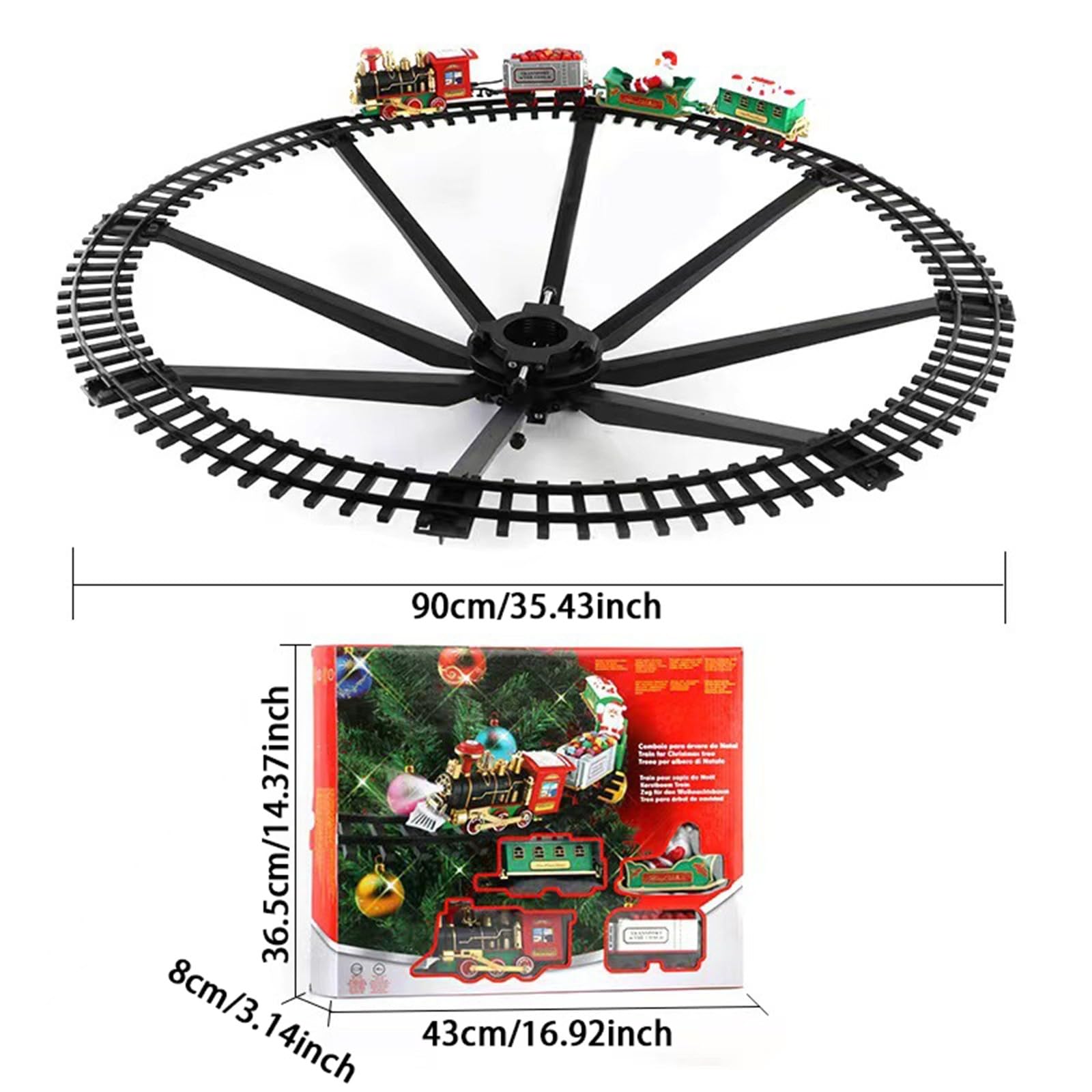 Juguete de tren de Navidad con luz de sonido, juego de decoración para el árbol colgante 3564, tren circular, locomotora luminosa para el estado de Adviento, resistente, idea de regalo para niños