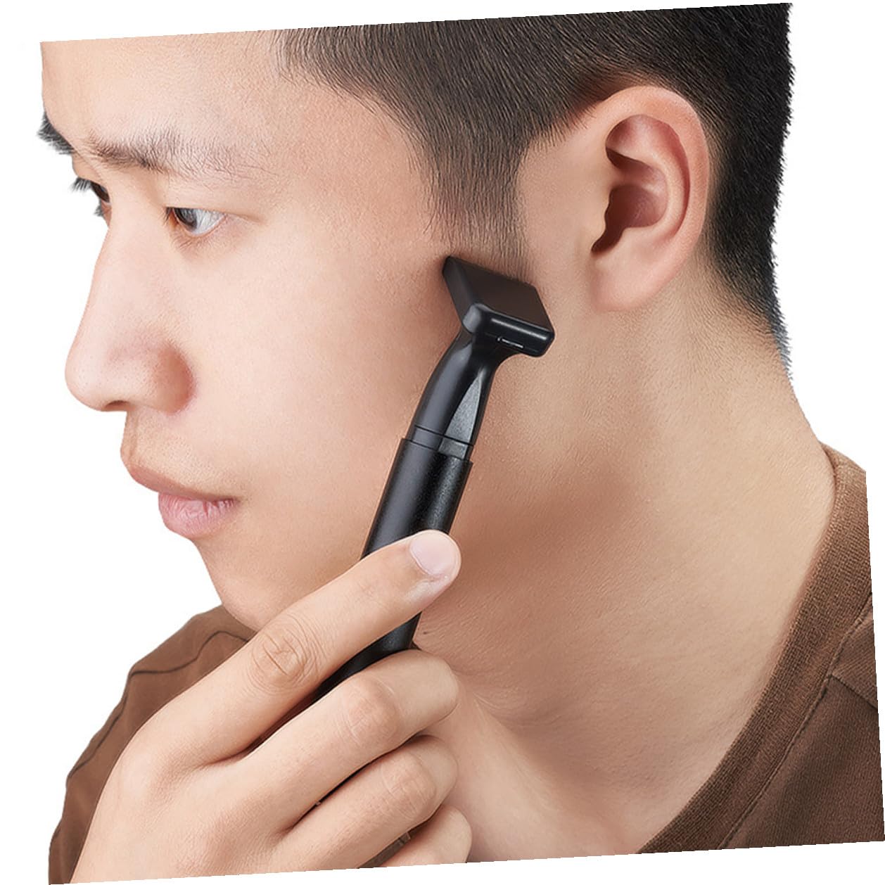 Rasoio Elettrico Uomo Chioma e Barba, Trimmer Nasale Nero | Lega di Alluminio e Abs, Rifinitura Precisa e Delicata, per Peli del Naso e Orecchio