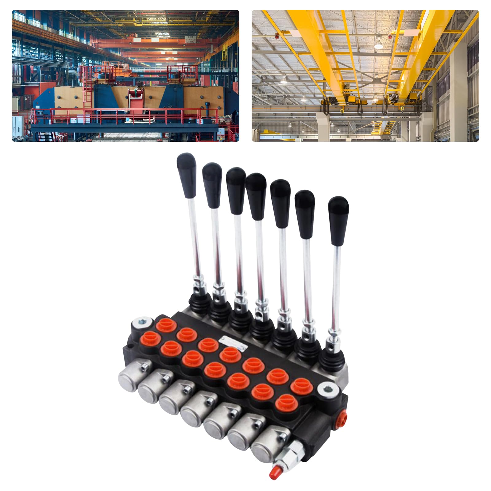 Valvola di controllo manuale idraulica, 7 volti, 60 l/min 13GPM + leva 7 spool P40, valvola di controllo direzionale adatta per piccoli trattori, trattori, spaccalegna e altri dispositivi mobili