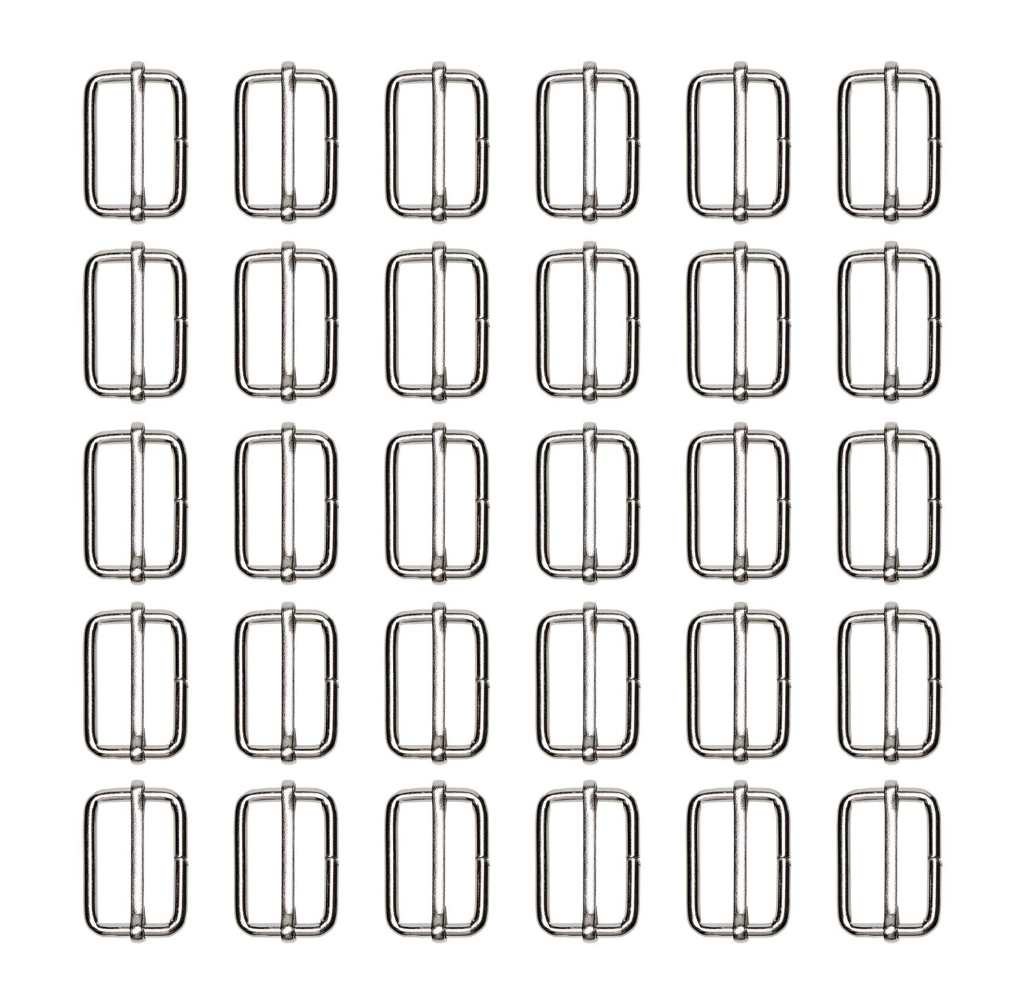 Shapenty 1Inch /25mm Metal Rectangle Adjuster Tri-Glides Slides Slider Buckle Adjustable Webbing Belt Roller Pin Buckles for Handbag Purse Strap DIY Accessories and Bag Making Repairing, 30PCS