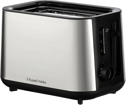Russell Hobbs Classics 2 Slice Toaster, Extra Wide Slots, 6 Browning Levels, Brushed Stainless Steel