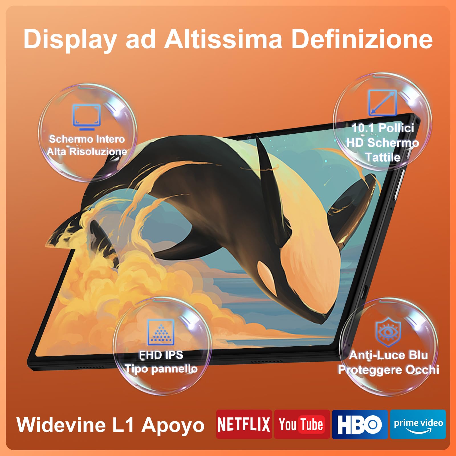 Tablet Android 15, 30GB RAM 128GB ROM(TF 2TB Espandibile), 10 Pollici, 8000mAh, WIFI 5G/ GPS/ BT5.0/ OTG, Face ID, Widevine L1, Tablets Corpo in Metallo con Tastiera, Mouse, Custodia Protettiva -Nero