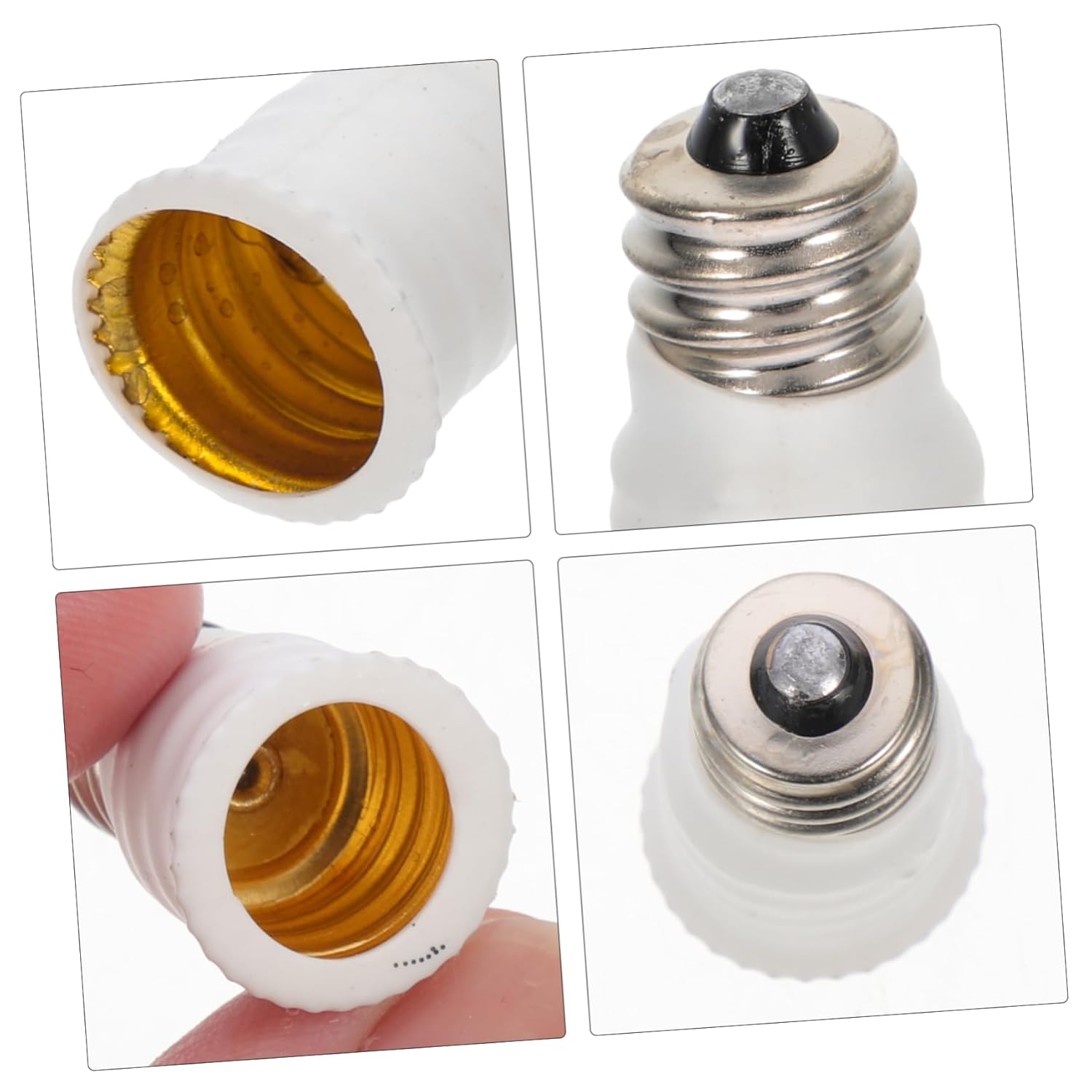 電球アダプターコンバーター 15個 E12 - E14 ホワイト 銅 アルミ ABS シャンデリア LED 燭台から標準電球アダプタ