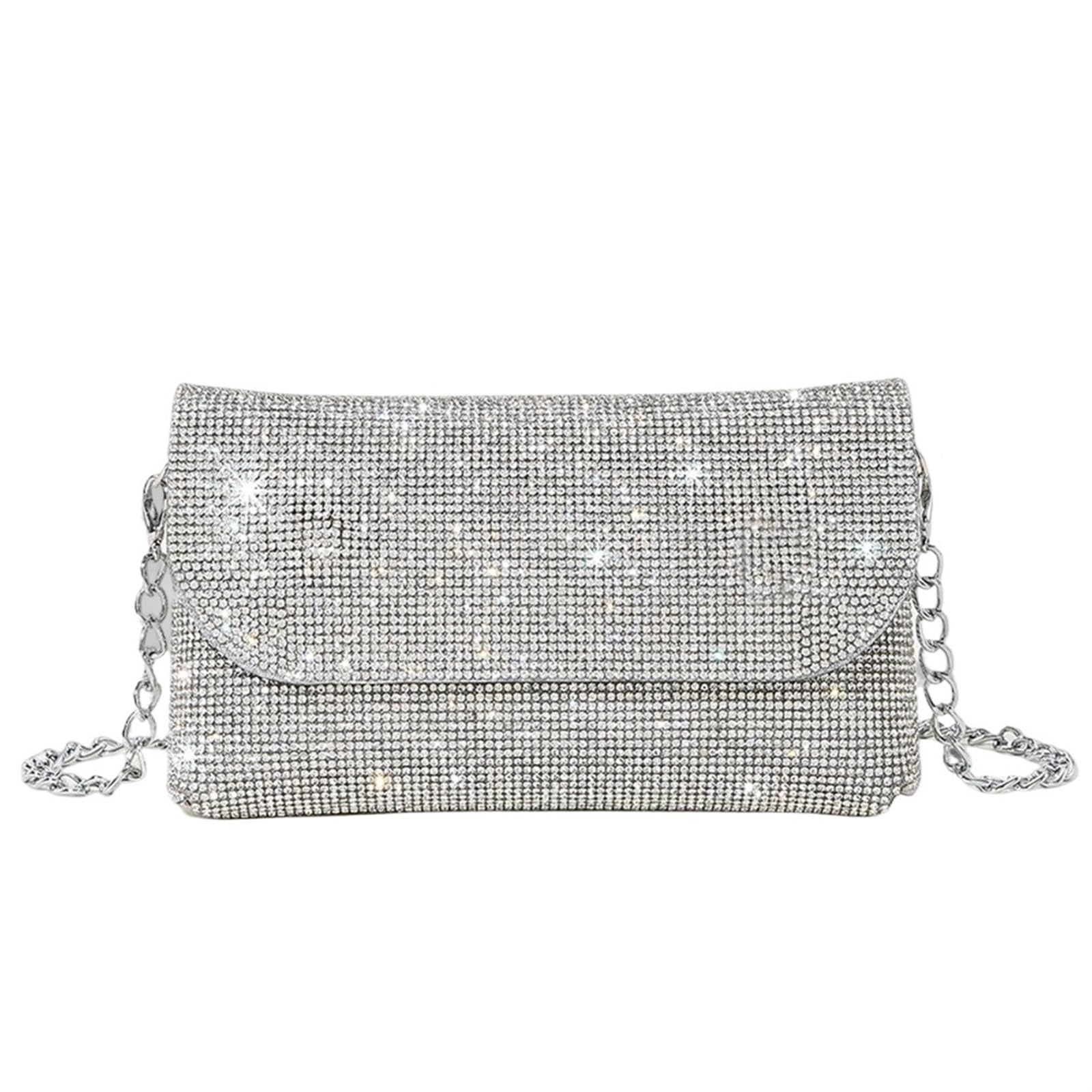 Pochette Da Sera Borsa da sera con strass, borsa donna scintillante, a tracolla lucida in pelle PU diamanti, mini a mano