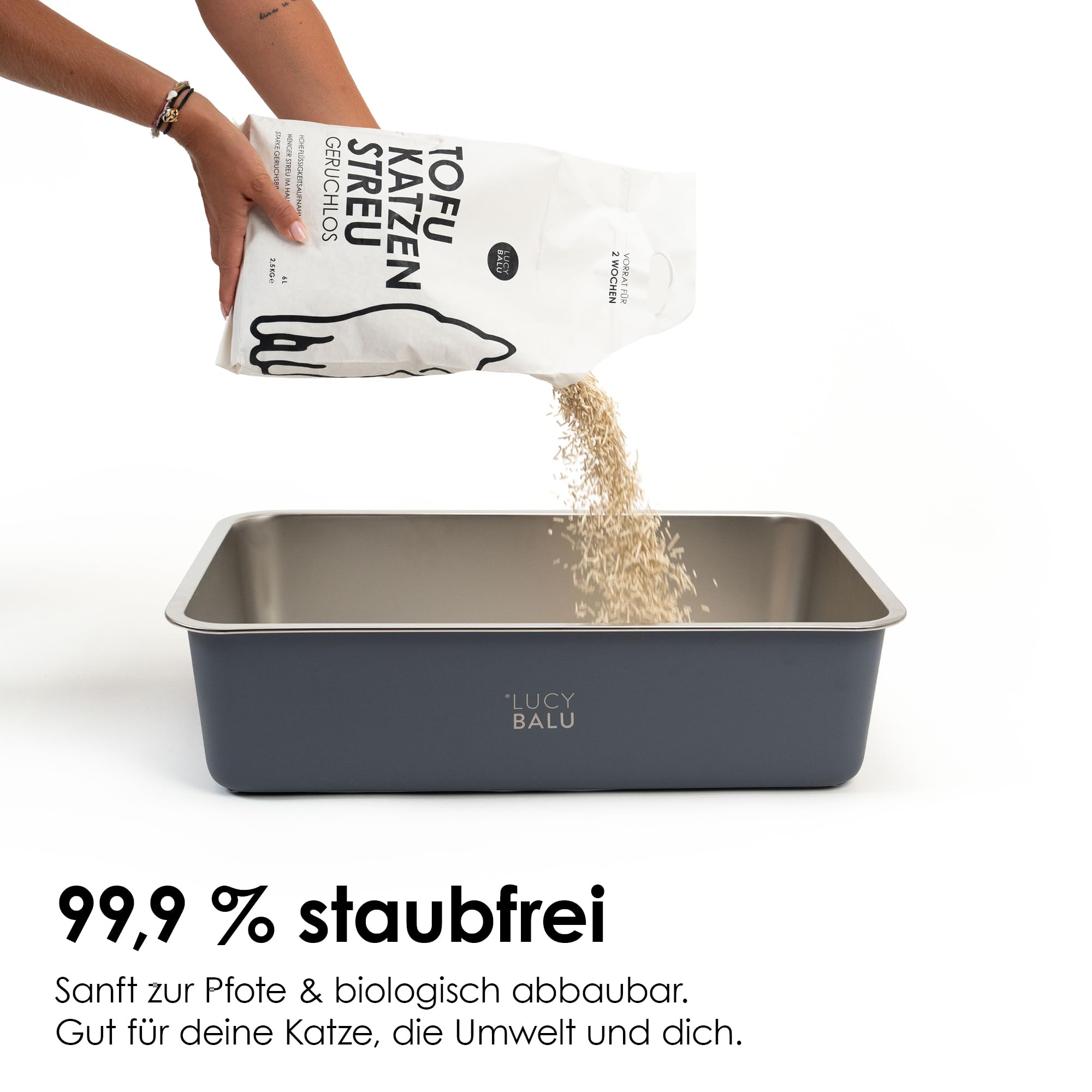 LucyBalu® TOFU żwirek dla kotów, grudek i żwirek dla kotów, wiążący zapach i zrównoważony, zestaw 8 sztuk, 48 litrów, lawendowy