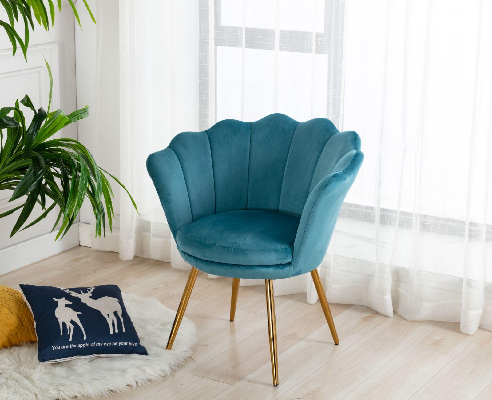 Poltrona In Velluto Con Gambe Oro - Poltroncina Imbottita Per Camera Da Letto O Soggiorno, Rosa - Foto 3