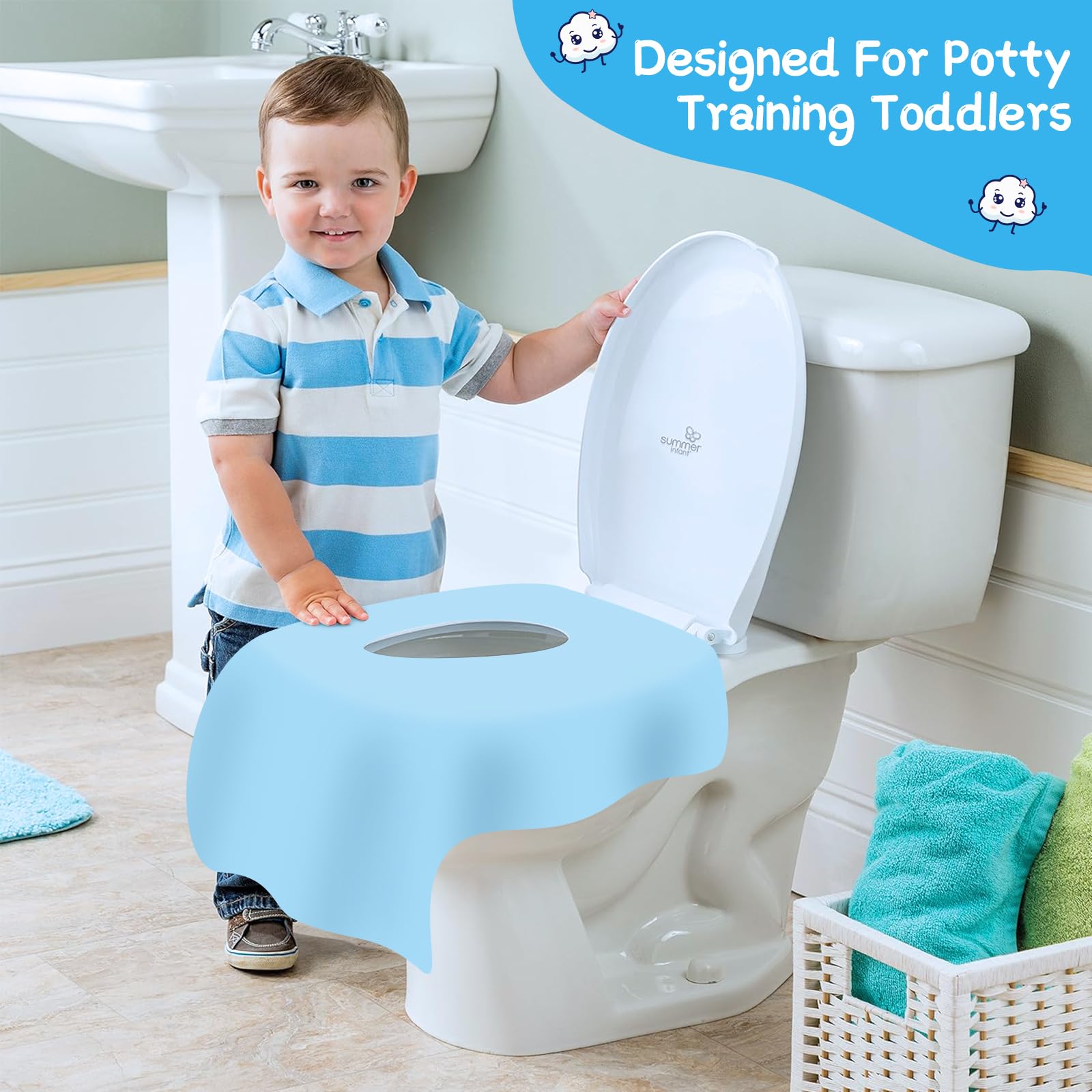 Cottonessence Disposable Toilet Seat Covers (30-Pack) – Waterproof, Individually Wrapped, Portable，Non-Slip Liners for Kids & Adults, Travel & Home Use : Baby