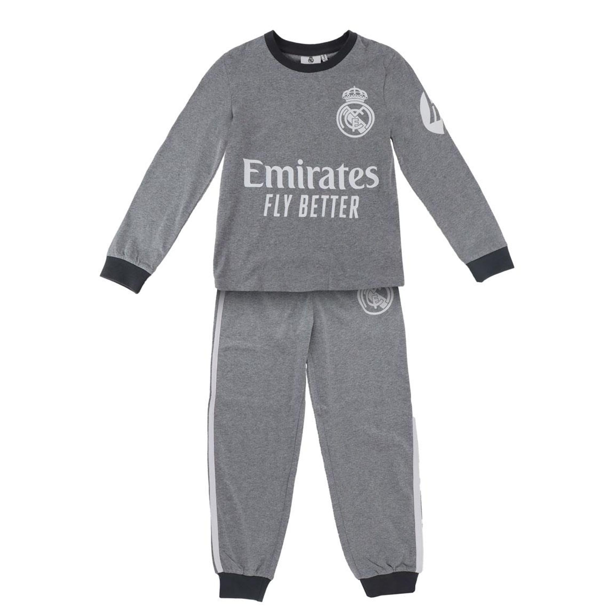 Pijama Largo Single Jersey Real Madrid para Niños – Conjunto Oficial de Dormir Infantil, Pijama de Manga Larga y Pantalón, Diseño Exclusivo con Escudo y Colores del Club