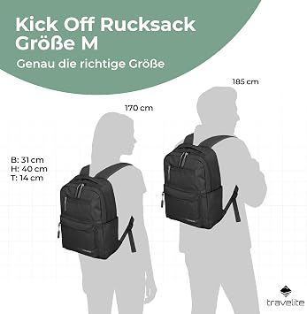 Travelite KICK OFF Hand Luggage Backpack with Padded Laptop Compartment Laptop Backpack 13 Inches Daypack for Holidays and Sports 40 cm 17 Litres rosé Casual