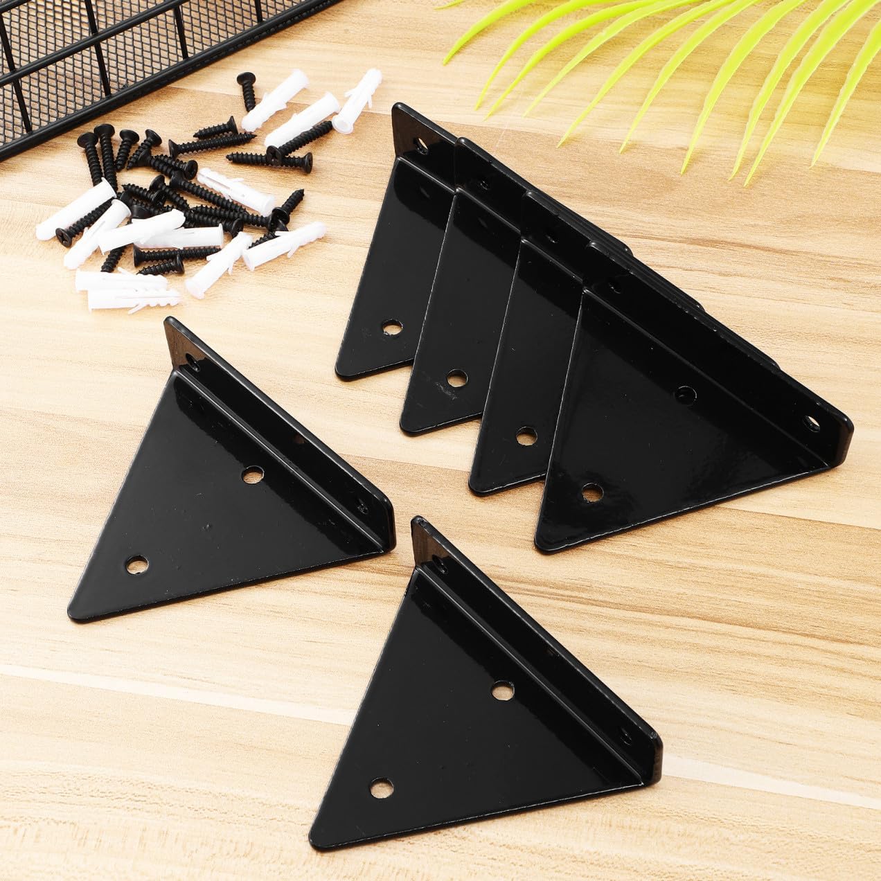 Uonlytech 6pcs Heavy Duty Floating Shelf Brackets Metal Hidden Wall Mount Supports Wrought Design for Space-Saving Storage for Home Office