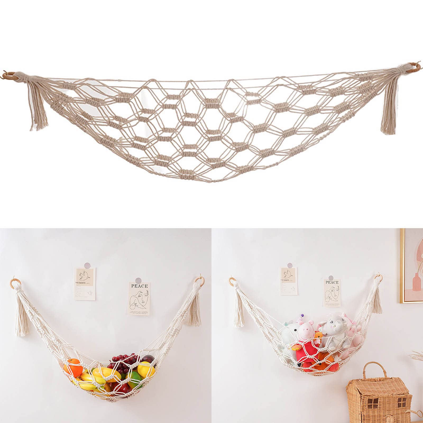 LFRXION Stuffed Animal Net Hammock Toy Hammock Hanging Plush Storage Holder Room Décor &Wall Decor for Nursery