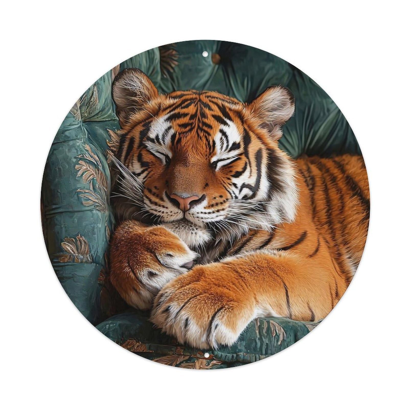 Animal Velvet Tiger's Lazy Dream Metal Tin Sign