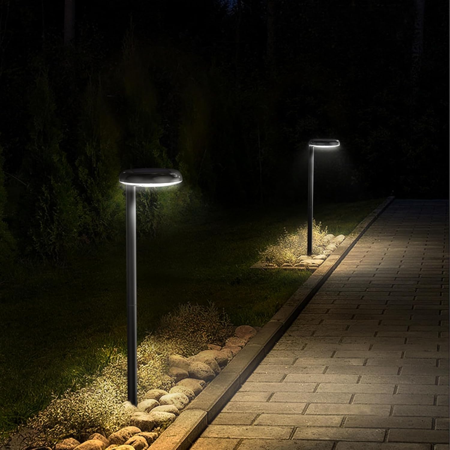 Solar Pathway Lights - Super Bright 300 Lumens with 2-in-1 Warm White & Daylight Color, Solar Path Lights for Pathway, Sidewalk, Driveway, Garden,Parterre etc,Landscape Lighting (2-Pack)