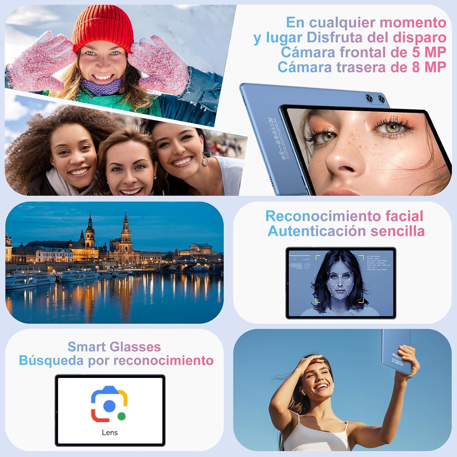 2026 Dernier Tablette 10 Pouces Android 15 avec Gemini AI, 30GO RAM (2TO TF), Octa-Core, 5G WiFi 6, Widevine L1, GMS, GPS, BT 5.0, 6000mAh, 5MP+8MP, Tablette avec Clavier+Souris et Cas - Bleu