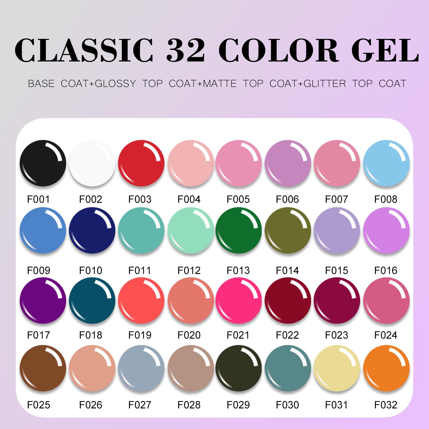 Vishine Set di Smalti Gel 36 Pezzi - Kit Smalti Gel 32 Colori con Base Coat, Top Coat Lucido, Opaco e Glitter, Collezione Verde Blu Rosso Rosa per Salone e Manicure DIY