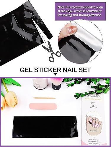 Miniatura 5 de Kalolary 20 tiras de esmalte de uñas de gel, adhesivo de envoltura completa, calcomanías de gel impermeables con lima de uñas y palo (requiere