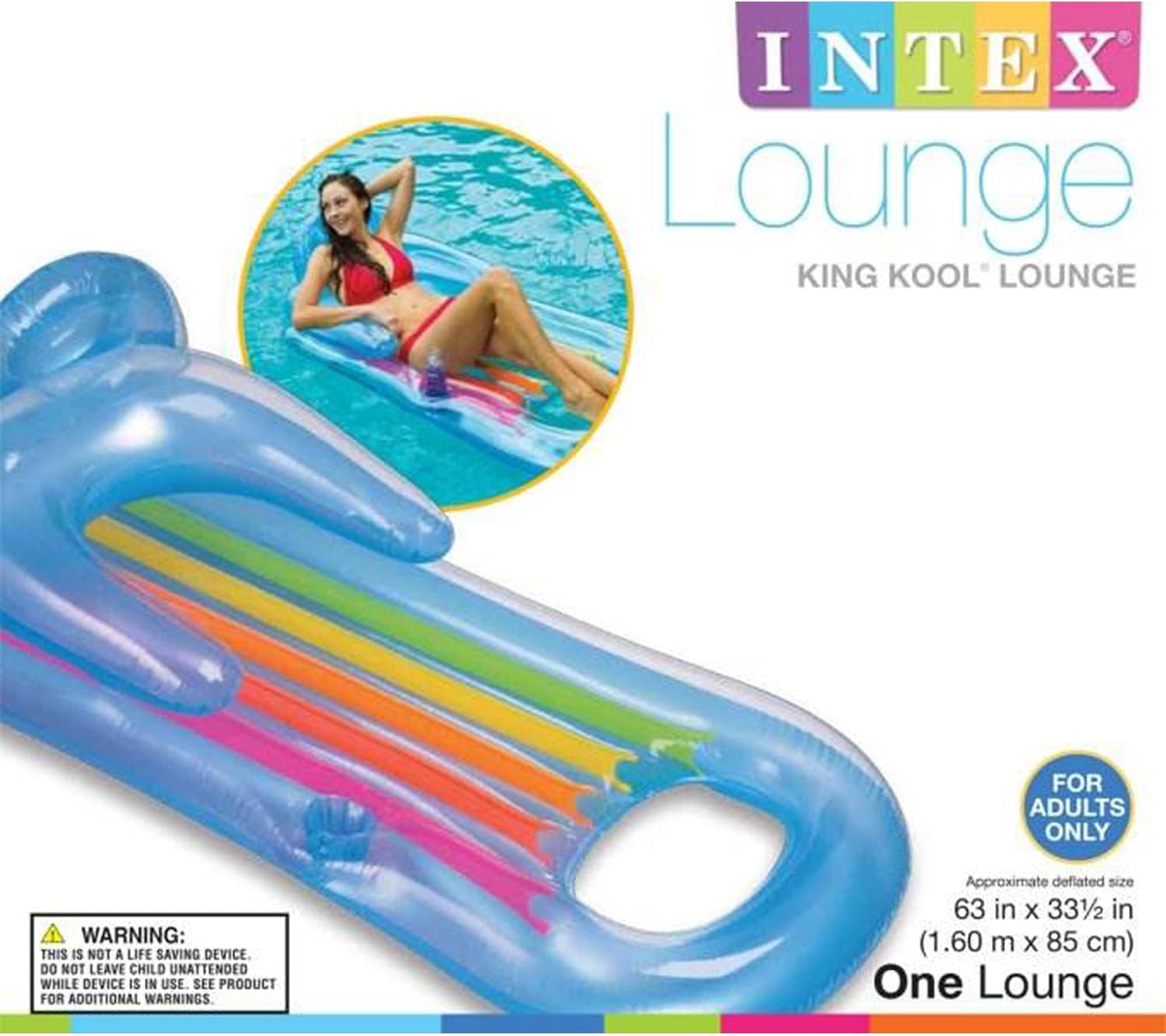 Intex King Kool Lounge Inflatable Swimming Pool Lounger with Headrest (4 Pack)