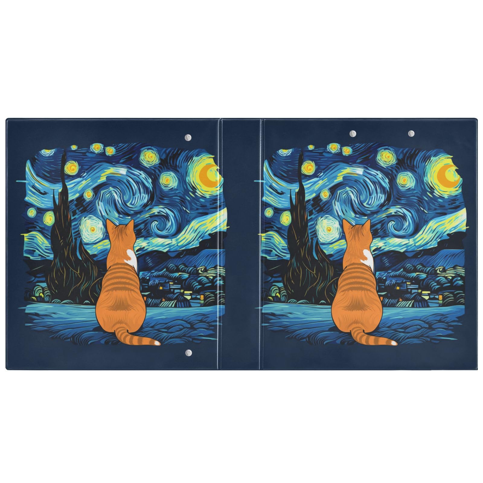 Lot de 2 classeurs décoratifs à trois anneaux en forme de chat orange avec poches pour l'école, l'université ou le bureau