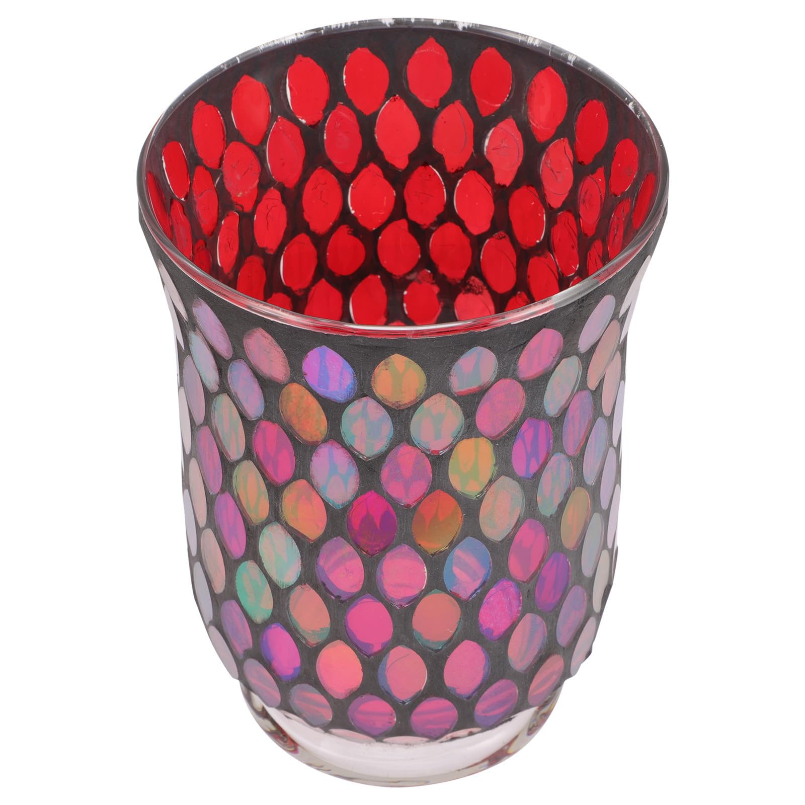 Bougeoir en verre mosaïque rouge décoration maison salon et table de dortoir