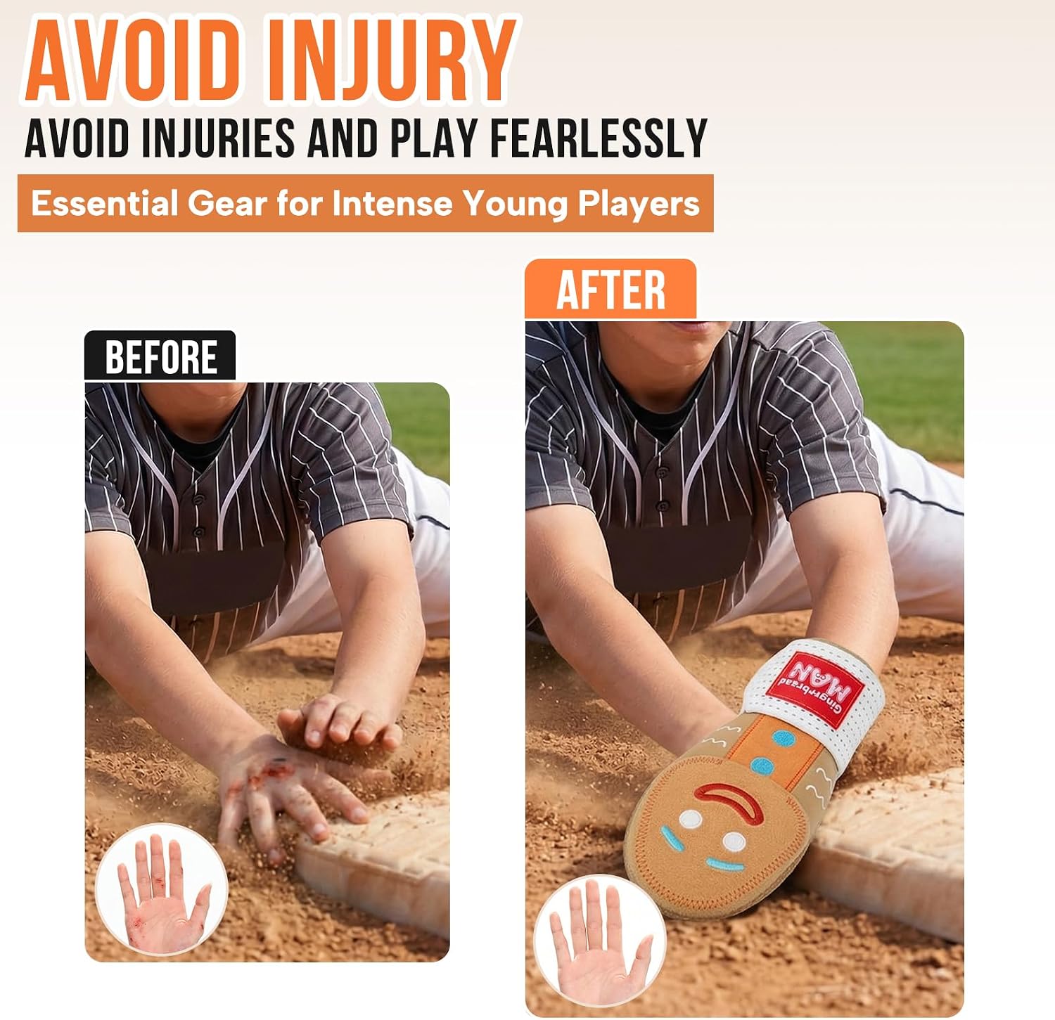Baseball Sliding Mitt - Sliding Mitt for Youth Drippy Drip Accessory Gingerbread Man Baseball Glove for Hand Protection - Softball
