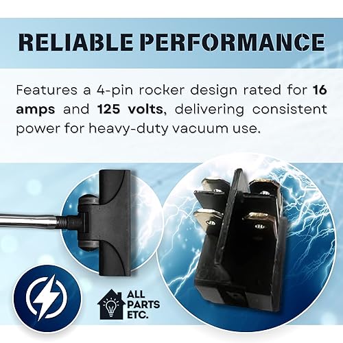 Miniatura 5 de Interruptor de vacío de repuesto para aspiradora Shop Vac  Interruptor basculante de 4 pines para aspiradora, interruptor de encendido y apagado