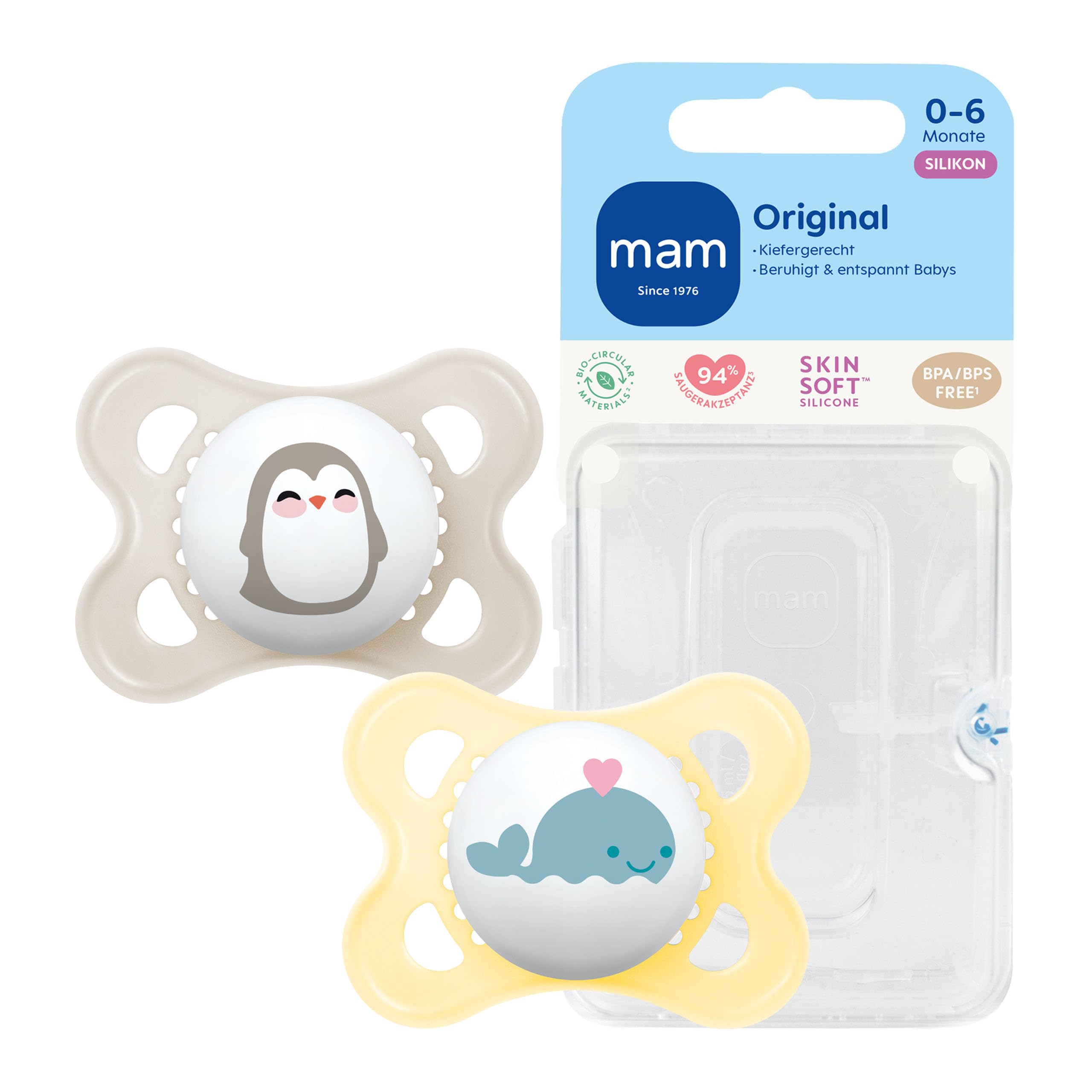 MAM Original Schnuller, 0-6 Monate, 2er-Set, Pinguin