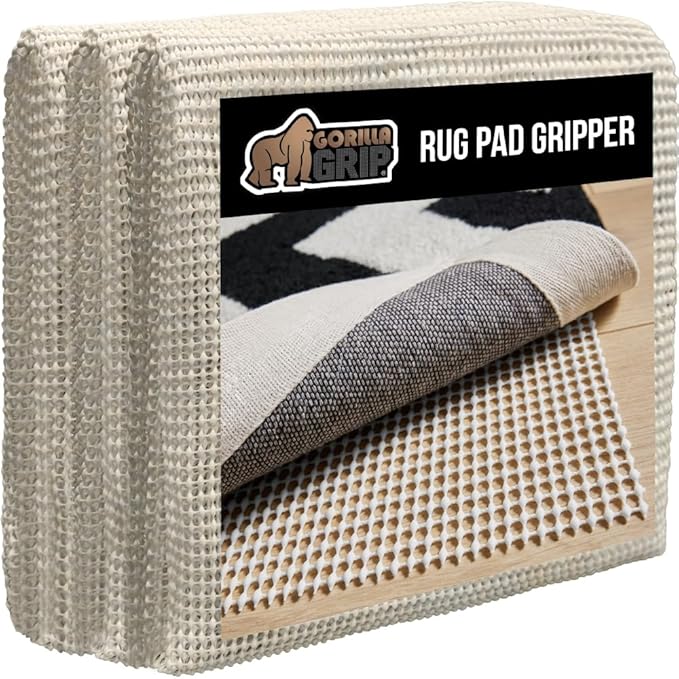 GORILLA GRIP Strong Rug Pad Gripper, US Designed, Grips Keep Area Rugs Safe and in Place, Thick, Slip and Skid Resistant Pads for Hard Floors, Under Carpet Mat Cushion and Hardwood Protection 2x3 FT