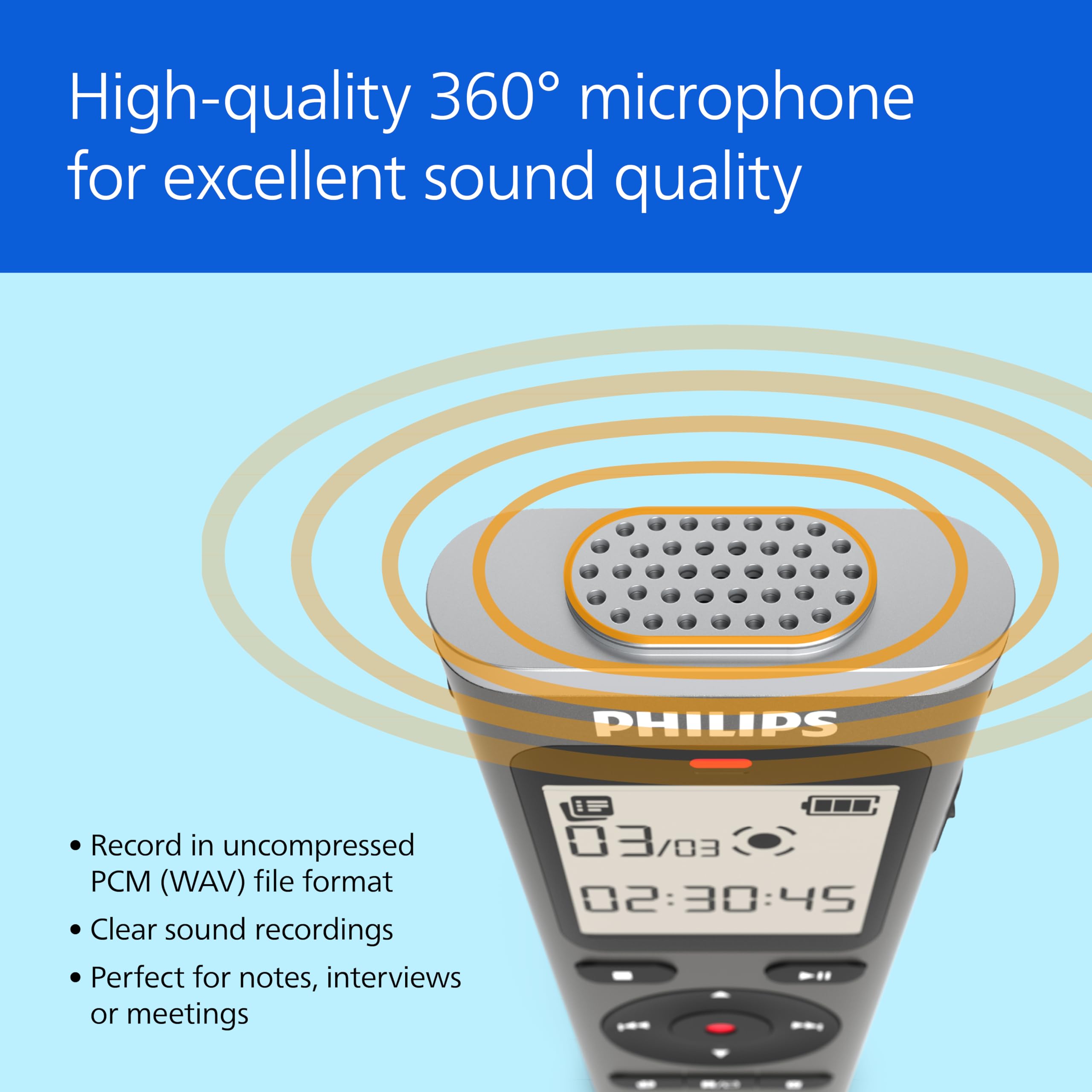 Philips DVT1170 VoiceTracer, grabadora de Audio, 8 GB, Ranura para Tarjeta Micro SD