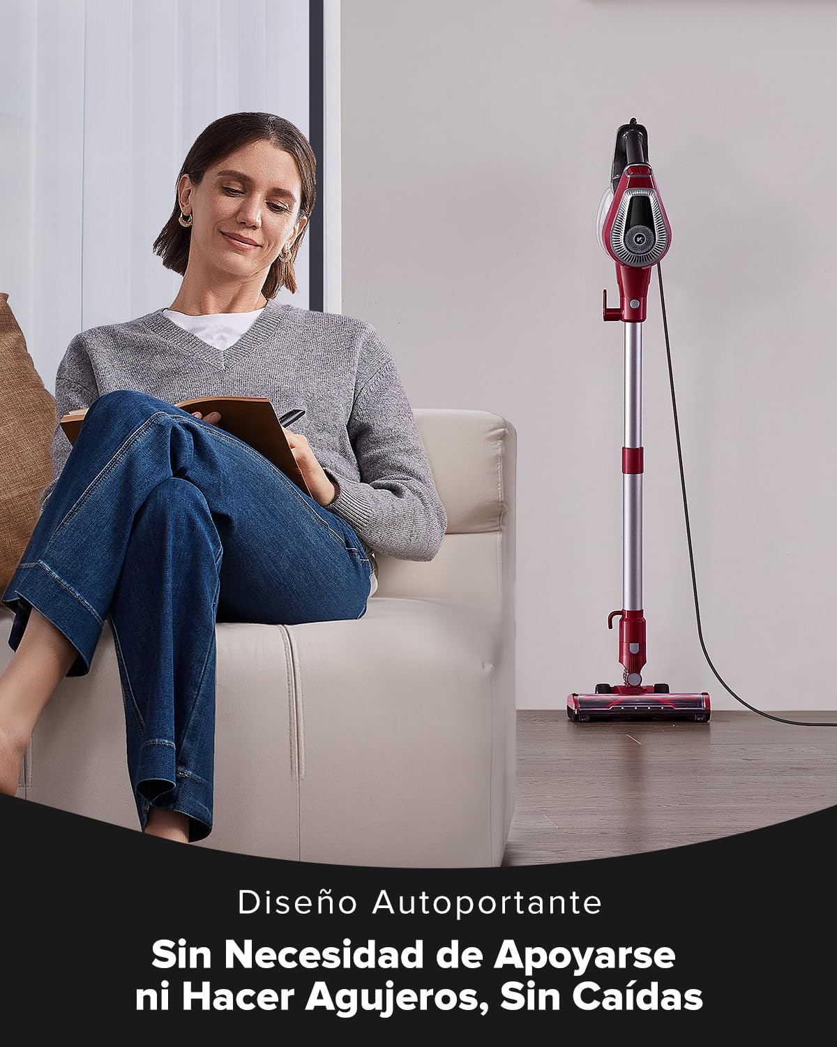 Vexilar C8 Aspiradora con Cable 60KPa/600W, Aspiradora con 7 Metros de Cable, Fácil Guarda, Ligero, 1,5L Depósito de Polvo, Multiusos Aspirador Vertical, Aspirador para Suelos/Alfombras/Pelos/Coche