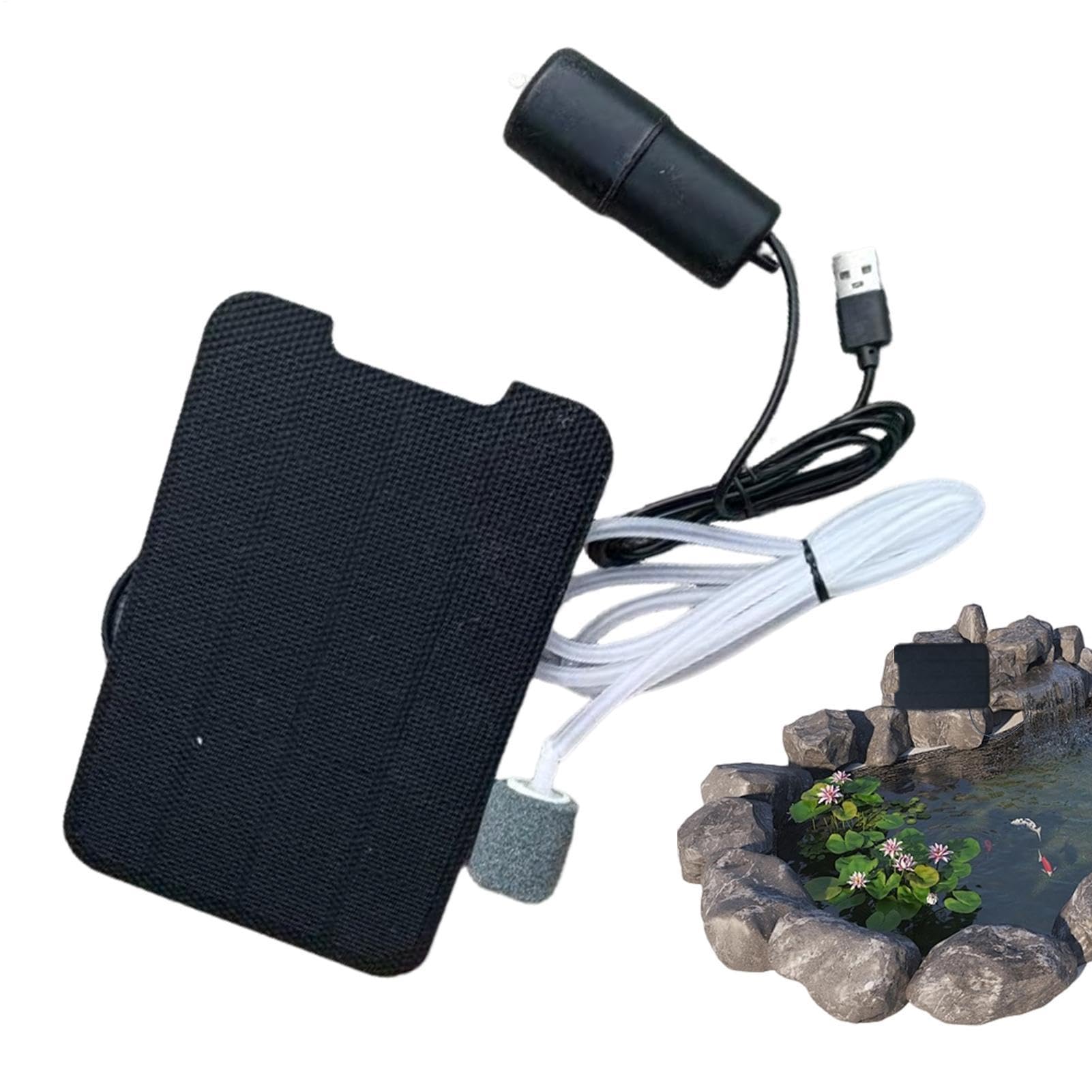 Aeratore per laghetto a energia solare, pompa ad aria solare per acquario a doppia uscita e ossigenatore per acquari, laghetti Koi e , aeratore portatile per hobbisti, pescatori e