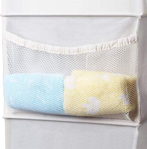 Miniatura 6 de MAX Houser Organizador colgante de armario de 4 estantes, ahorro de espacio, estantes colgantes de tela con 2 bolsillos laterales, plegable (beige)