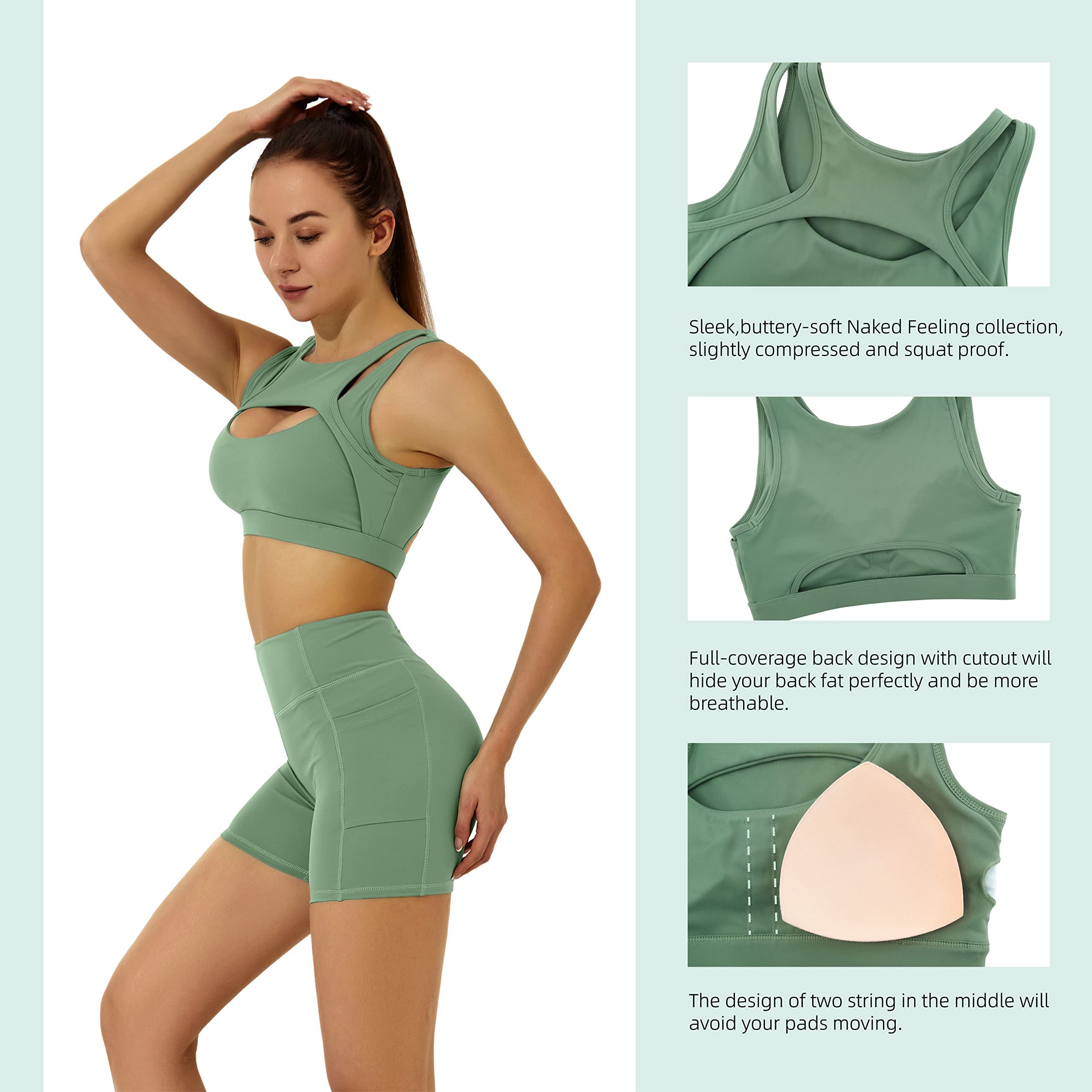 Sujetadores deportivos para mujer, sujetadores deportivos blancos de alto apoyo para mujer, brasier acolchado push up para gimnasio, con copas extraíbles
