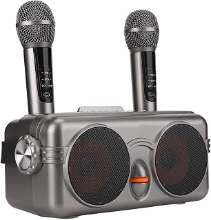 Vbestlife Karaoke Speaker System, Portable Karaoke Speaker System for Adults & Kids, Portable Bluetooth Speaker with Dual Wireless Microphone for Outdoor Indoor