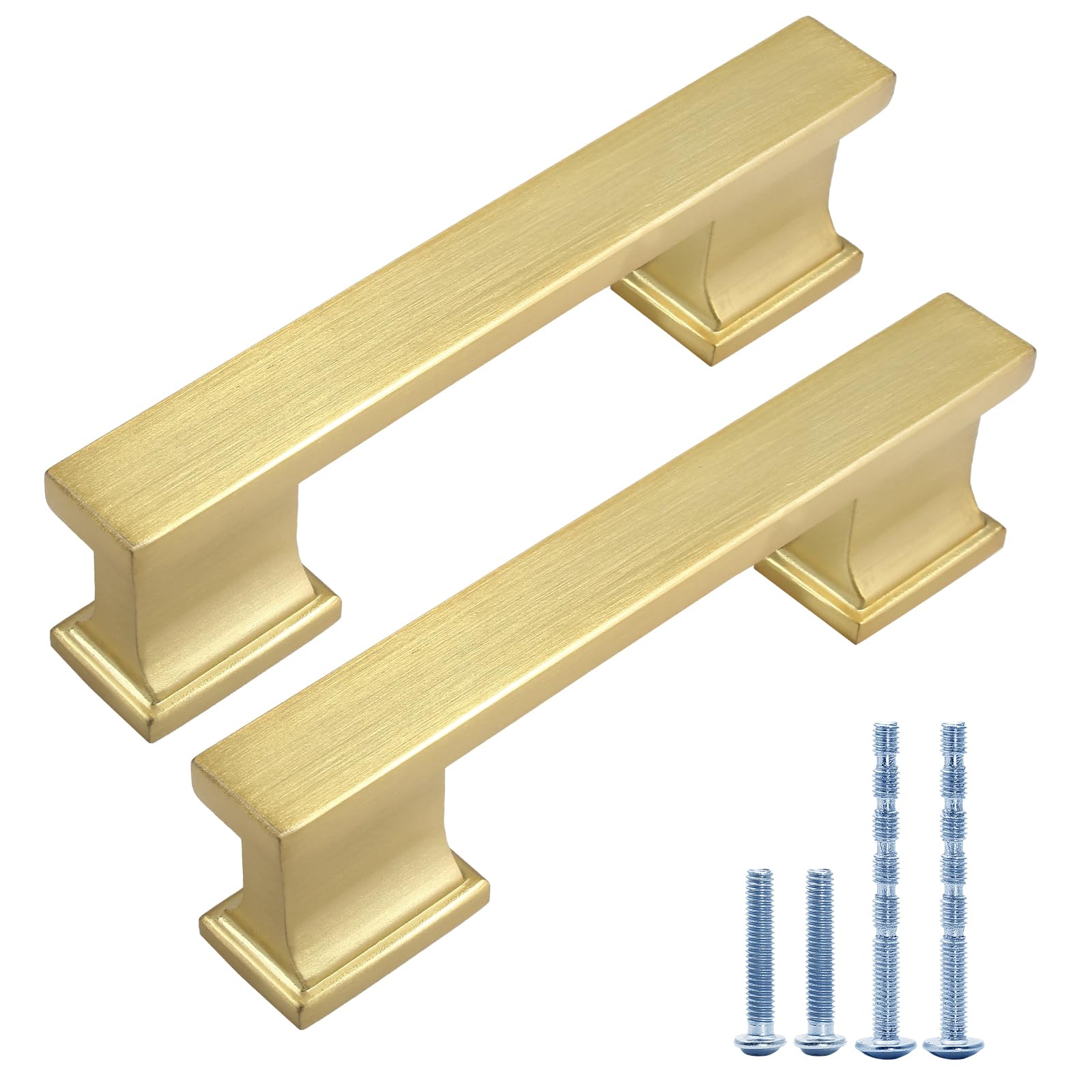 Waziaqoc 10 Pack Brushed Gold 3 Inch (76mm) Hole Centers Kitchen Cabinet Pulls, Kitchen Handles Hardware for Cabinets Cupboard Handles Drawer Pulls