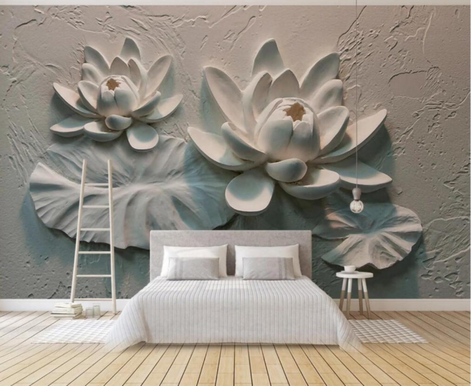 Papier peint floral relief lotus pour créer un salon style café rétro